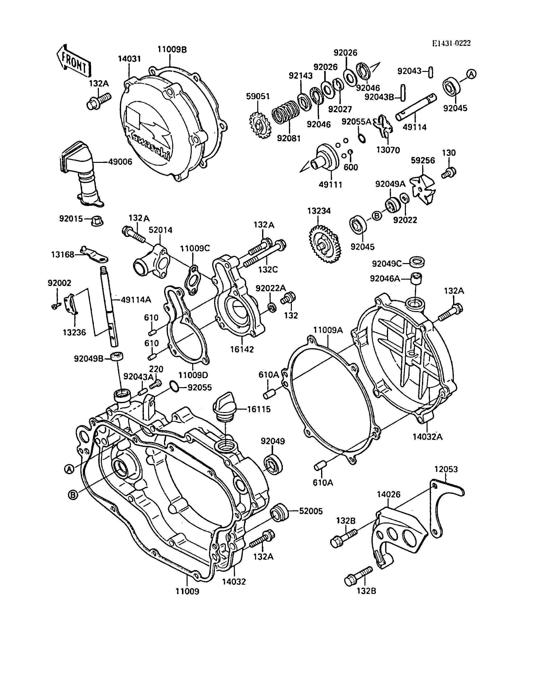 COUVERCLES MOTEUR POUR KX125 KX125 F1 VERT 1988