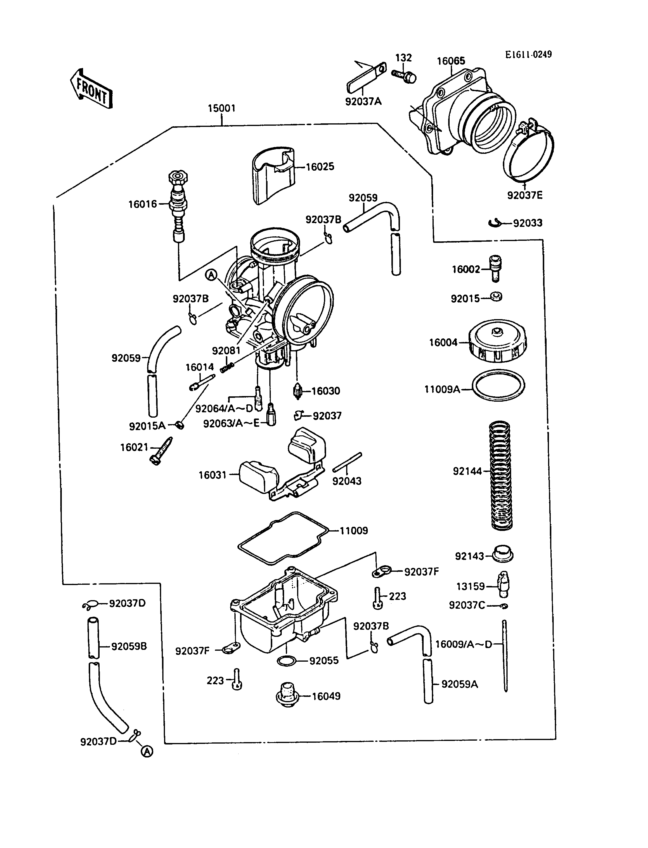 CARBURATEUR POUR KX125 KX125 F1 VERT 1988