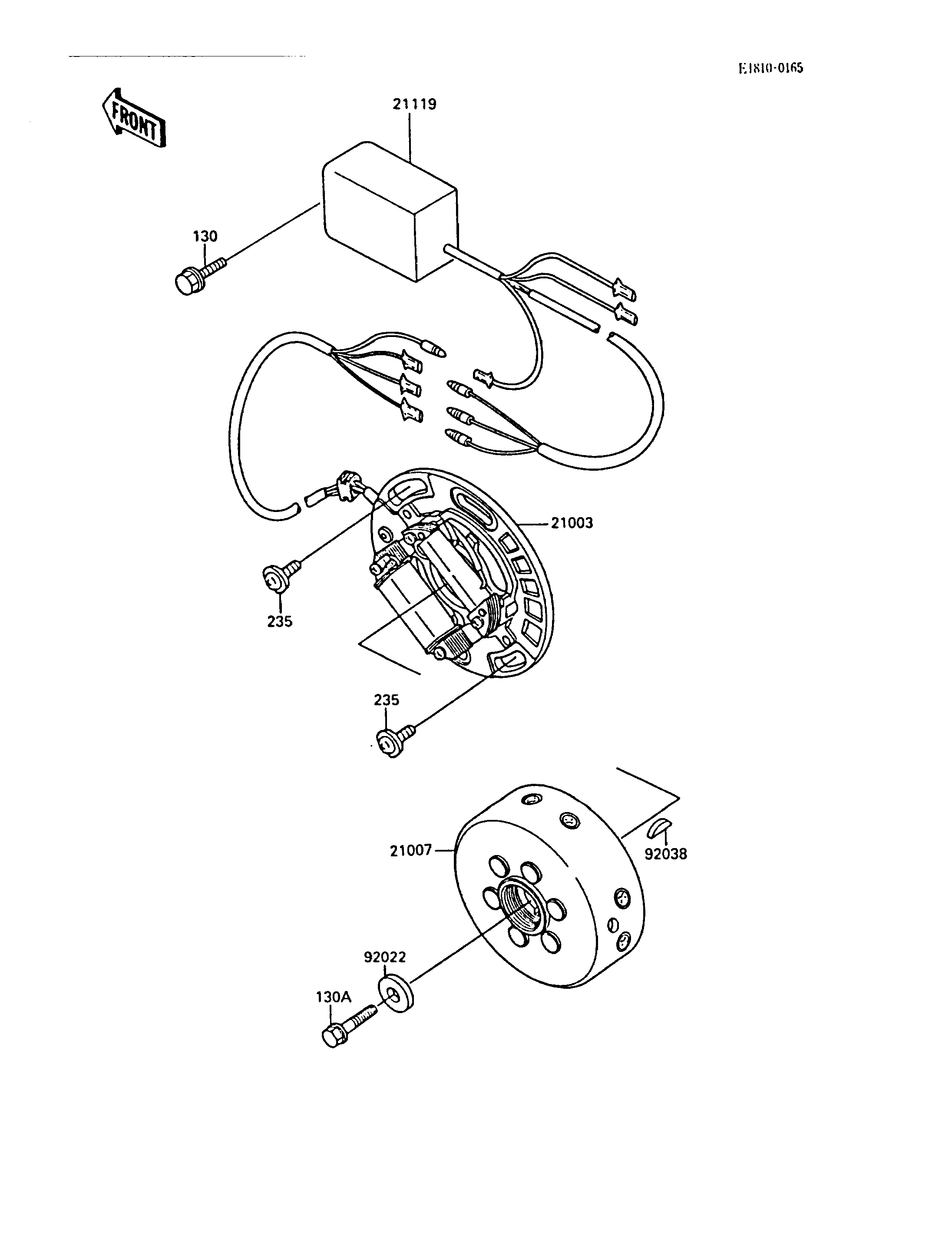 GENERATEUR POUR KX125 KX125 F1 VERT 1988