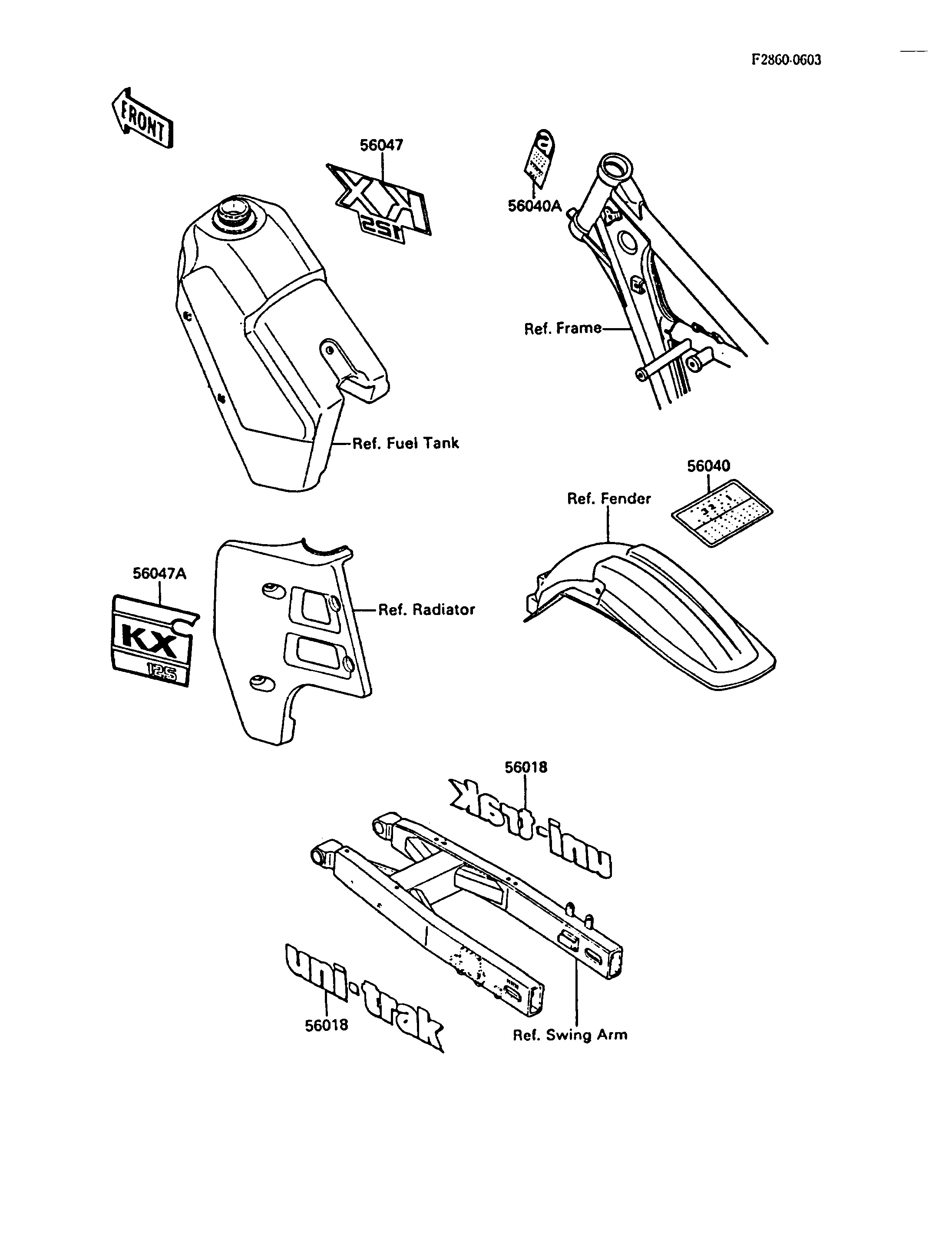 LABEL POUR KX125 KX125 F1 VERT 1988