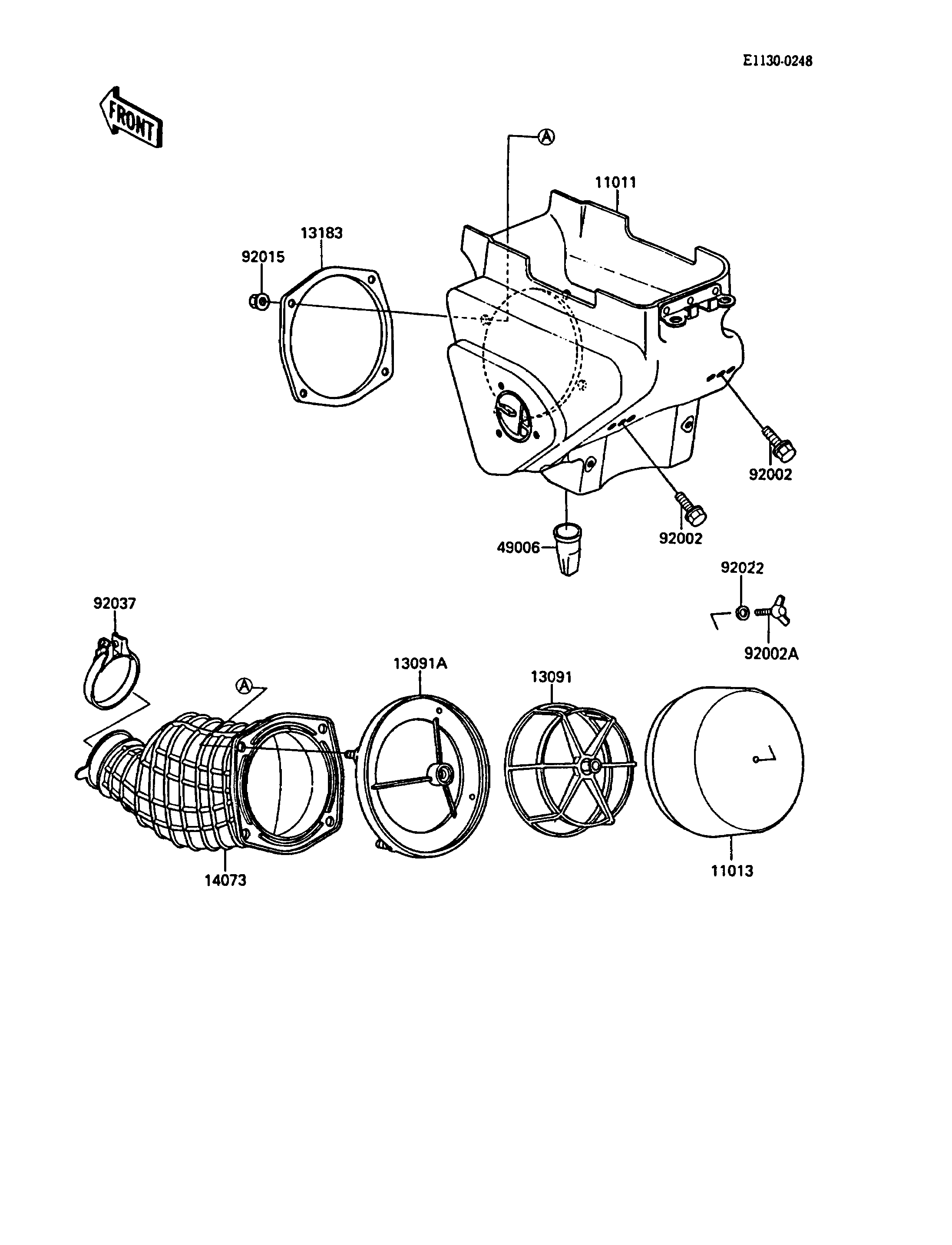 FILTRE A AIR POUR KX250 KX250 F1 VERT 1988