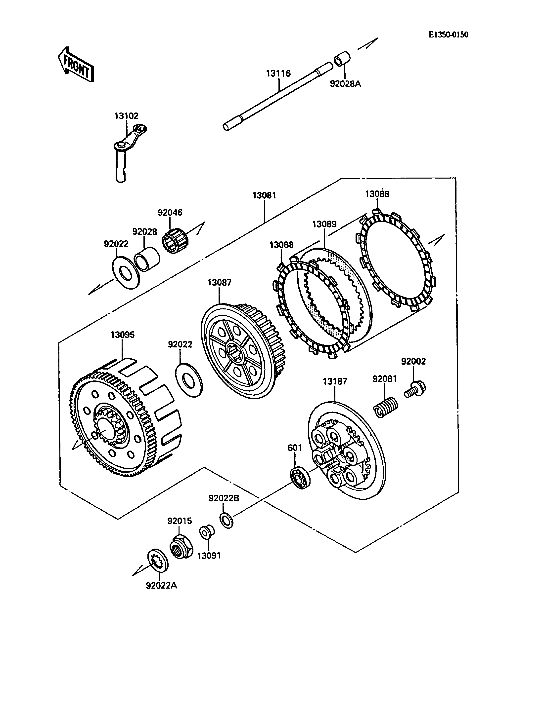 EMBRAYAGE POUR KX250 KX250 F1 VERT 1988