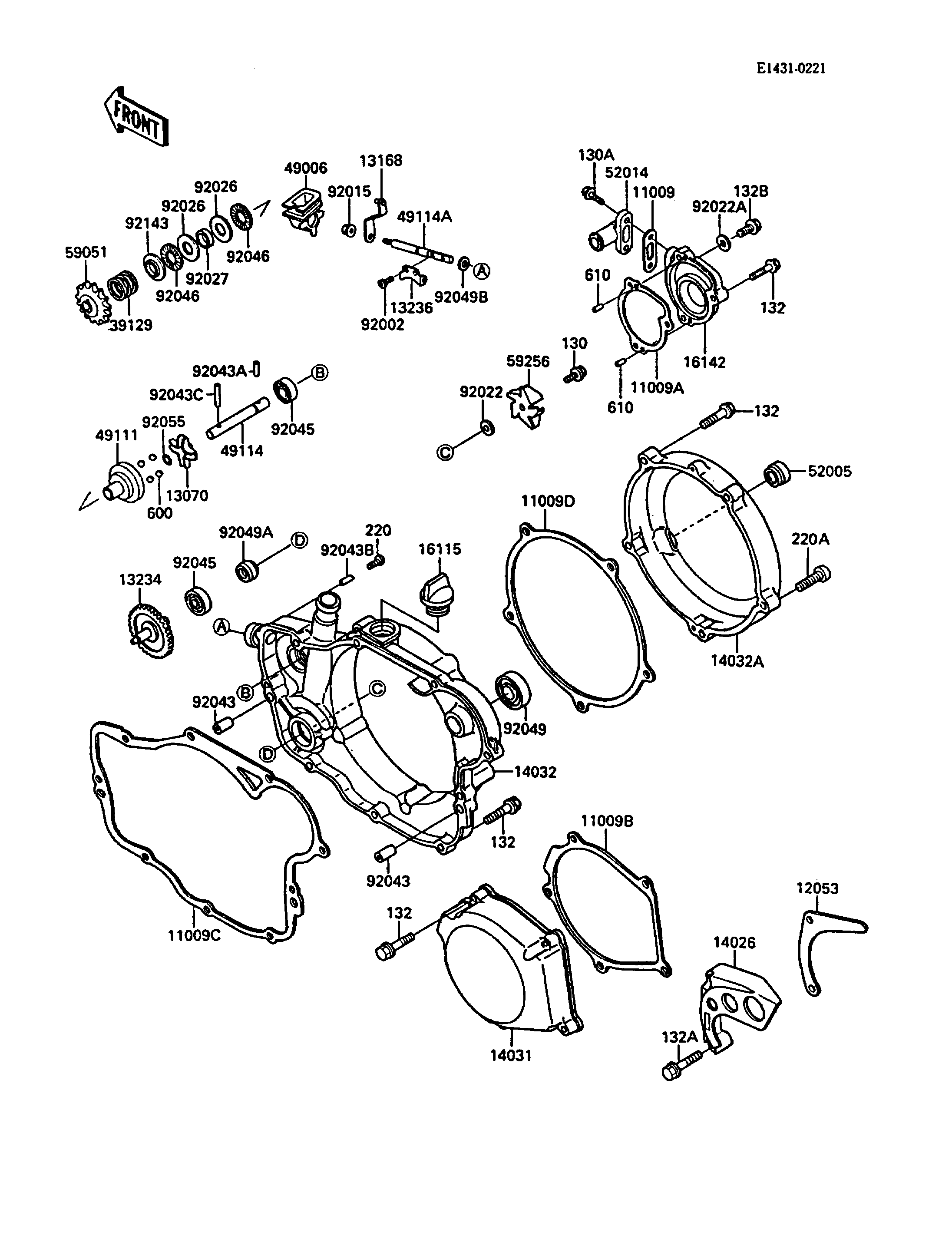 COUVERCLES MOTEUR POUR KX250 KX250 F1 VERT 1988