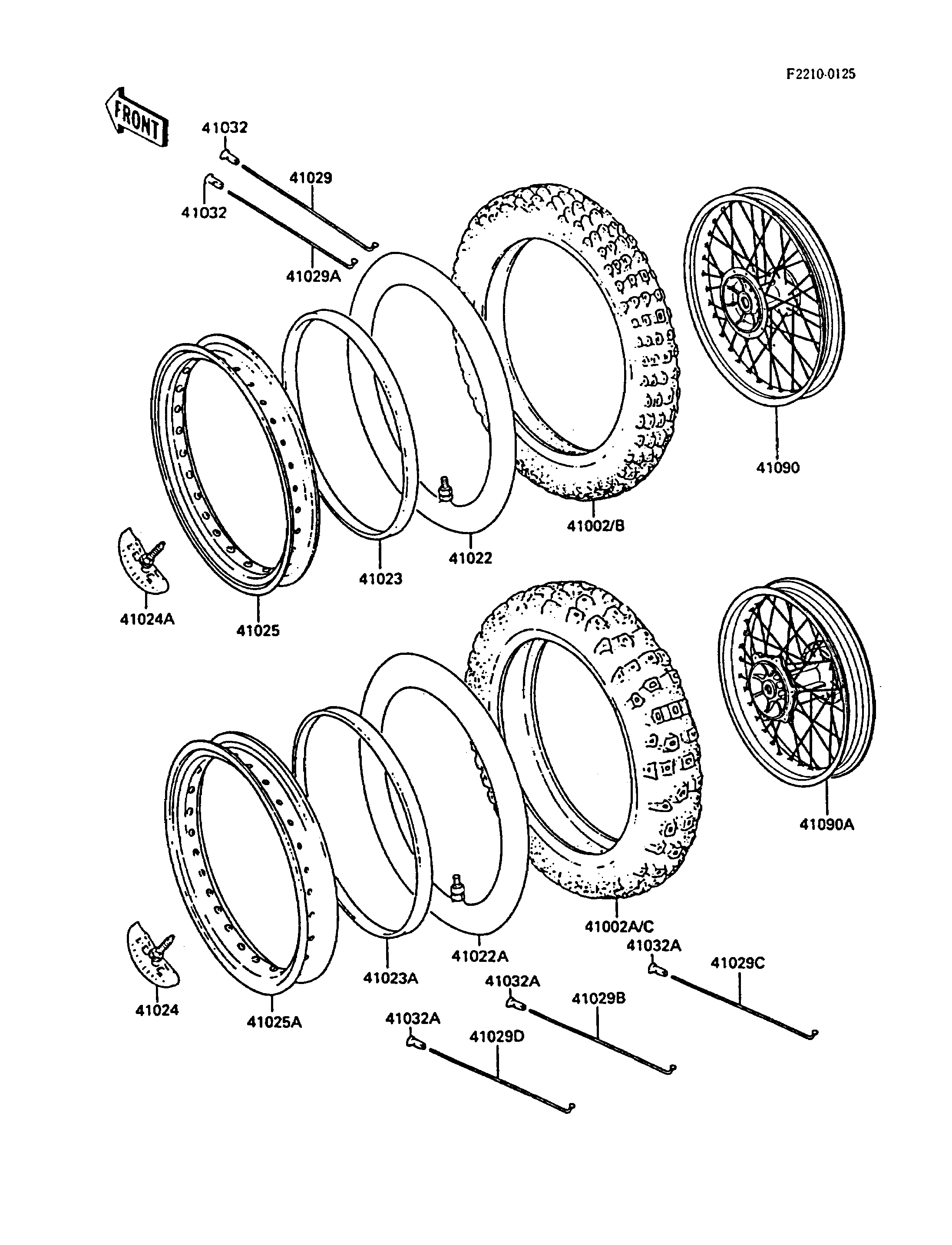 PNEUS POUR KX250 KX250 F1 VERT 1988