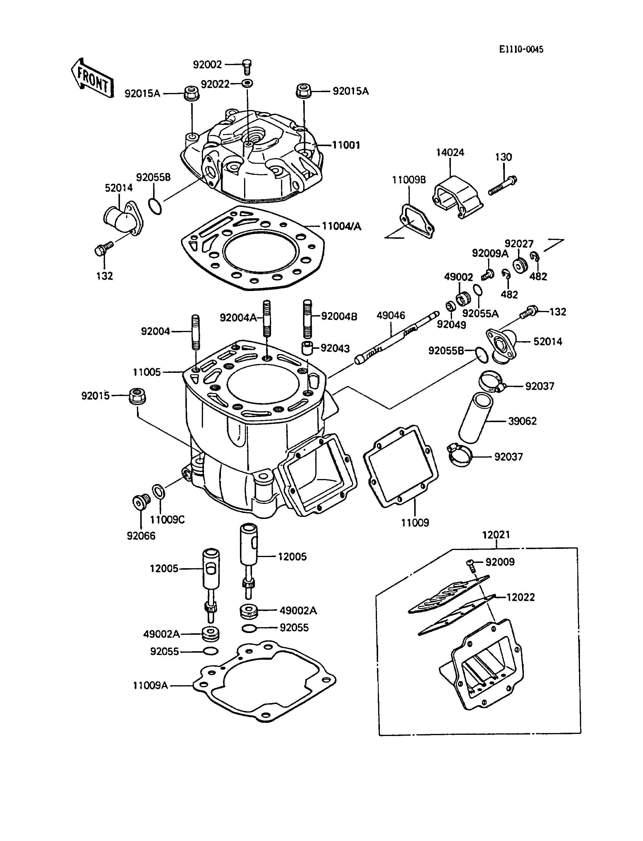 CULASSECYLINDRE POUR KX500 KX500 D1 VERT 1988