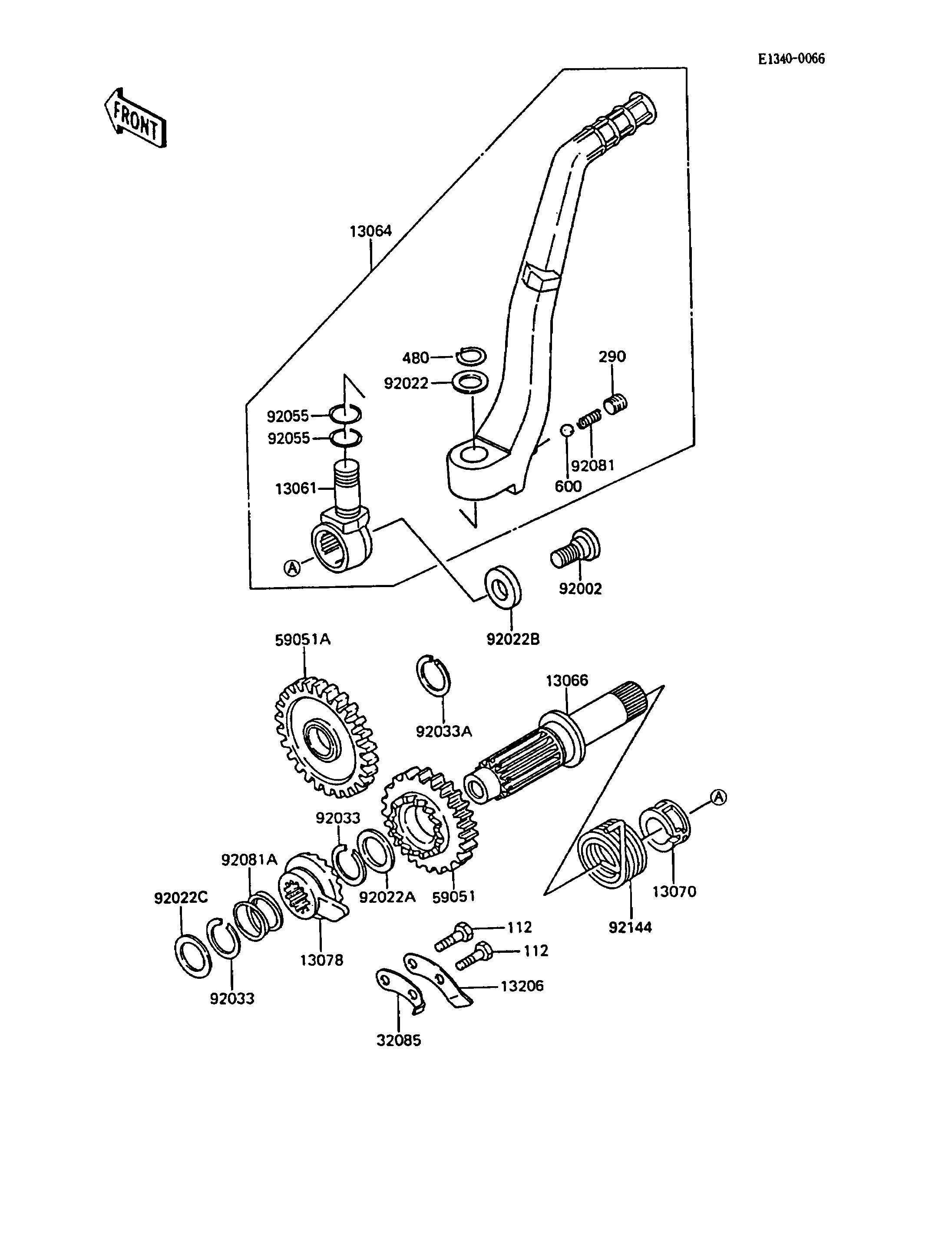 MECANISME DE KICK POUR KX500 KX500 D1 VERT 1988