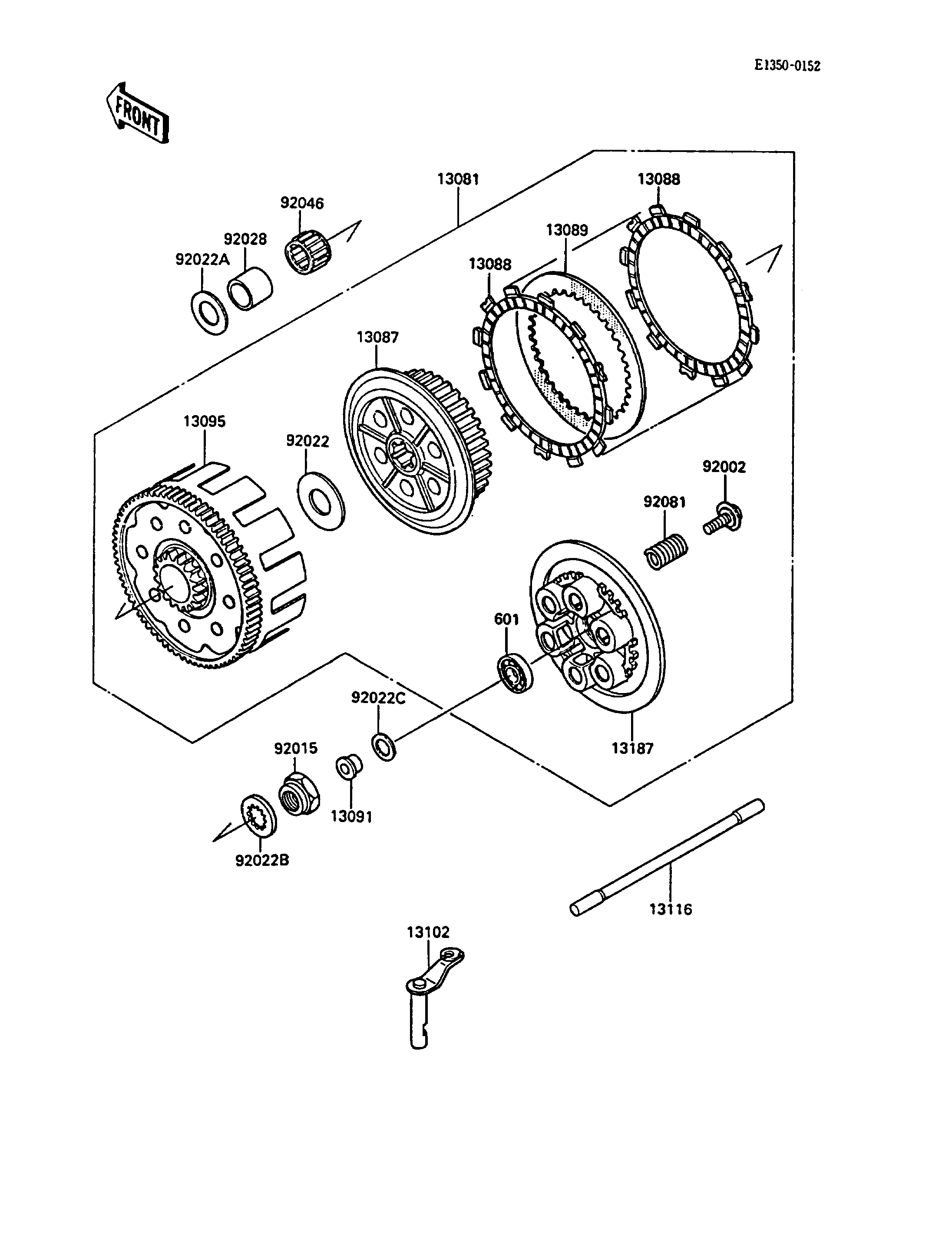 EMBRAYAGE POUR KX500 KX500 D1 VERT 1988