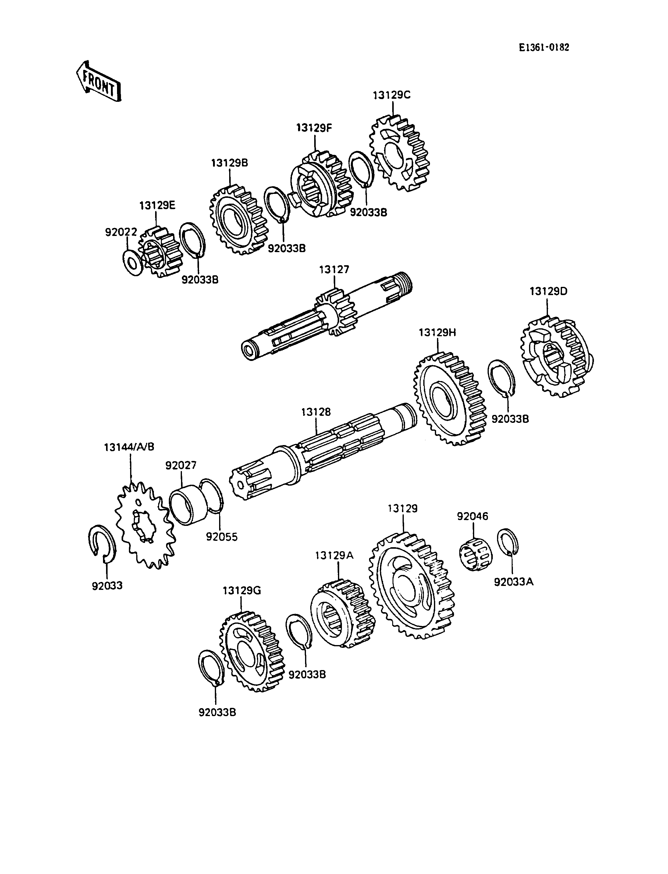 TRANSMISSION POUR KX500 KX500 D1 VERT 1988