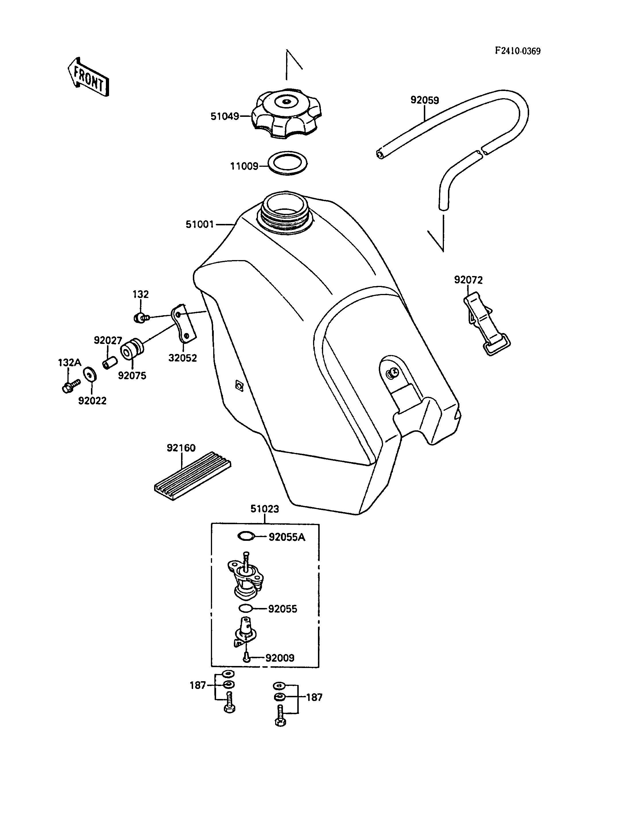 RESERVOIR CARBURANT POUR KX500 KX500 D1 VERT 1988