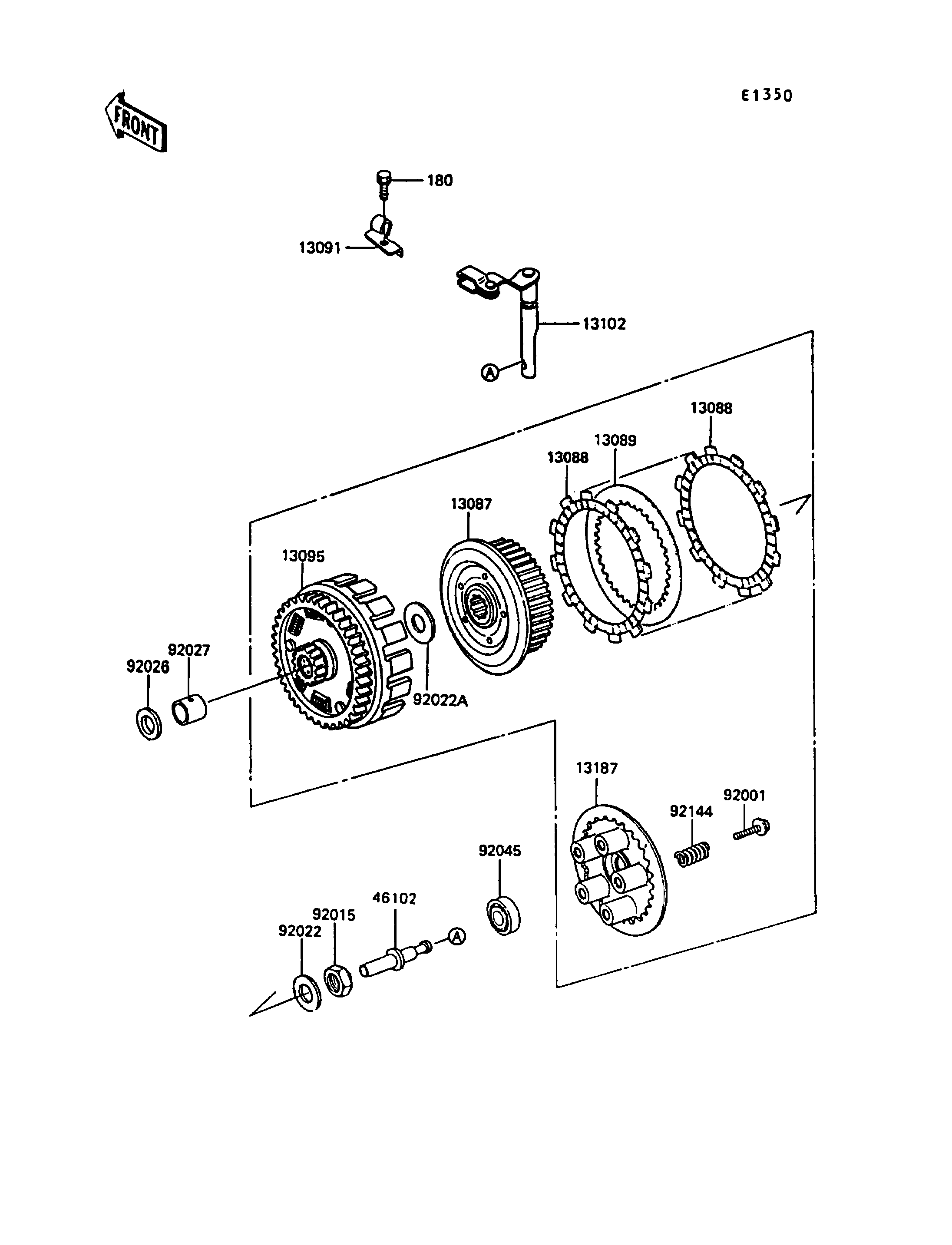 EMBRAYAGE POUR KLR600 KL600 B4 NOIR 1988 EUROPE