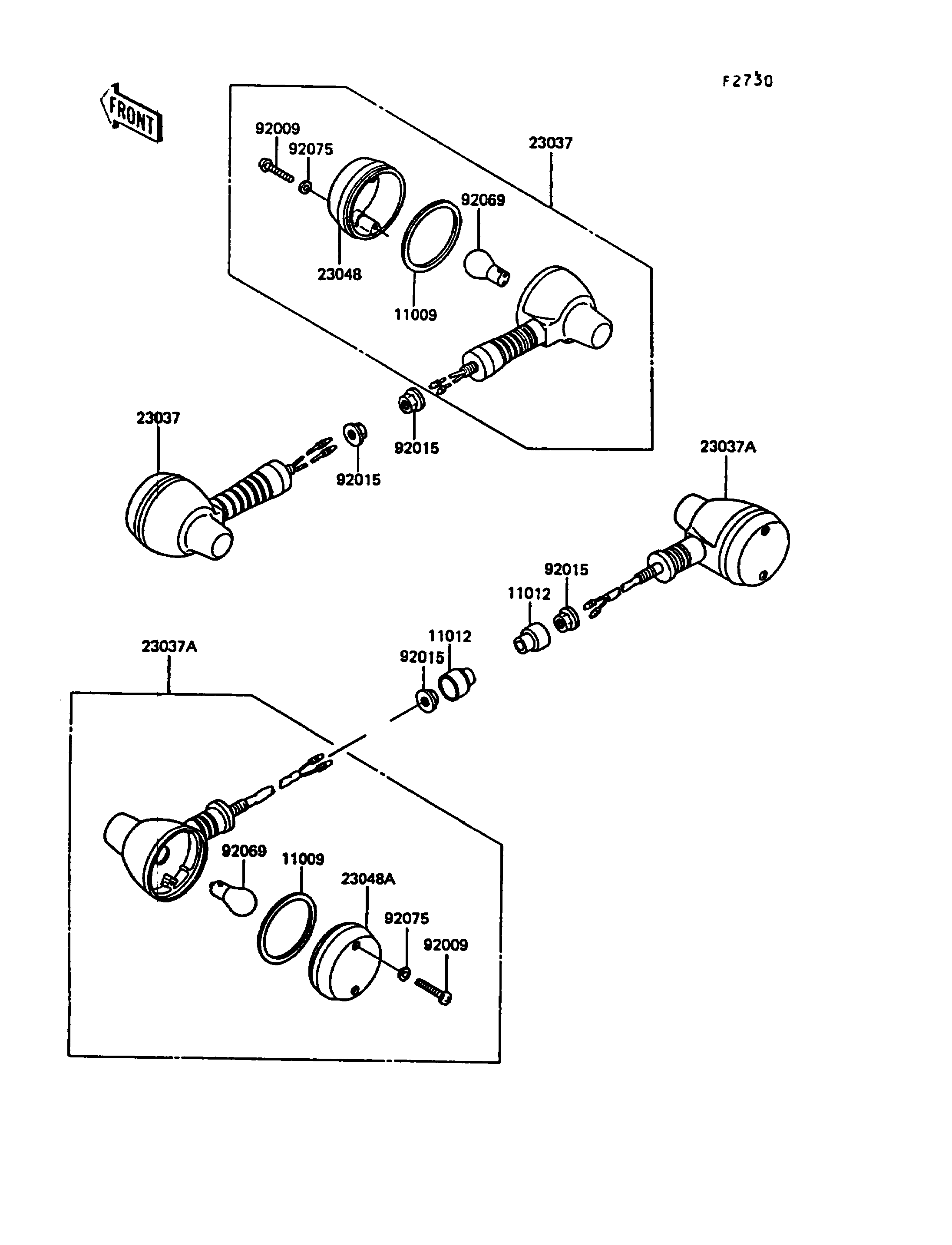 CLIGNOTANTS POUR KLR600 KL600 B4 NOIR 1988 EUROPE