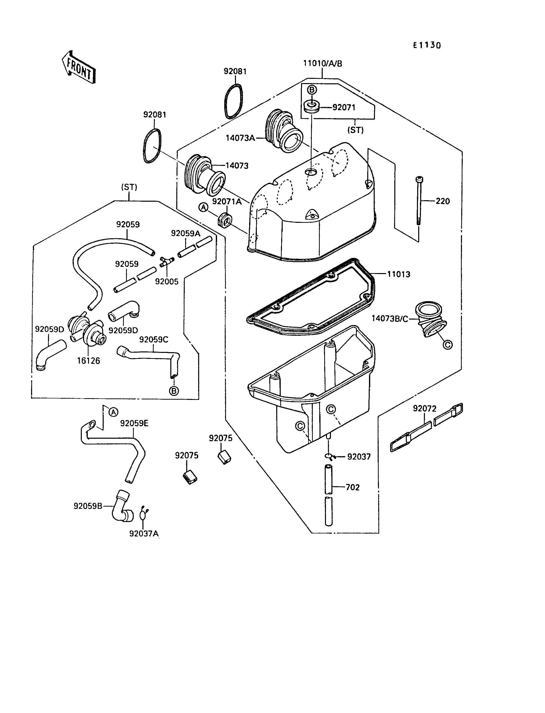 FILTRE A AIR POUR ZX 10 ZX1000 B1 NOIR 1988 EUROPE