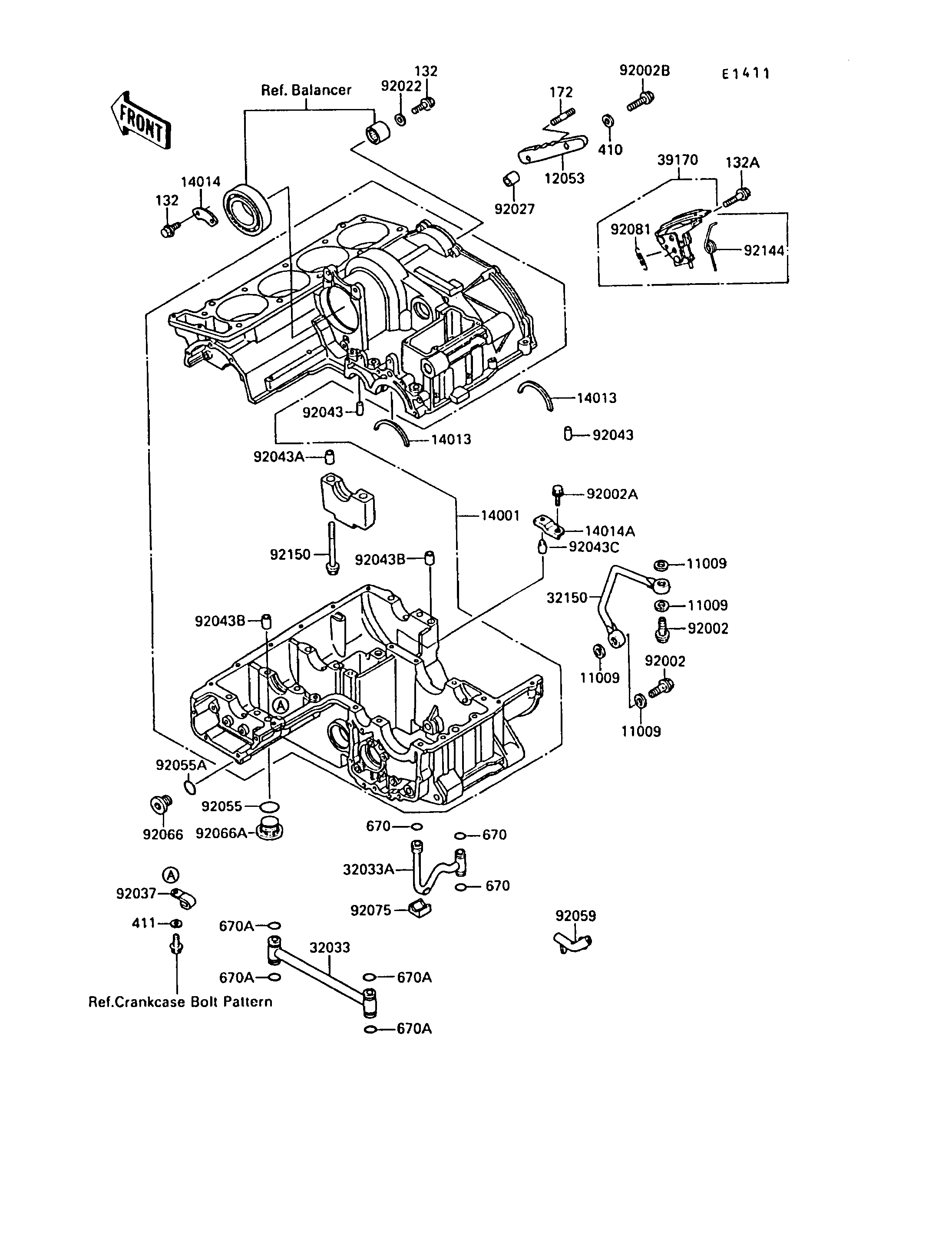 CARTER MOTEURS POUR ZX 10 ZX1000 B1 NOIR 1988 EUROPE