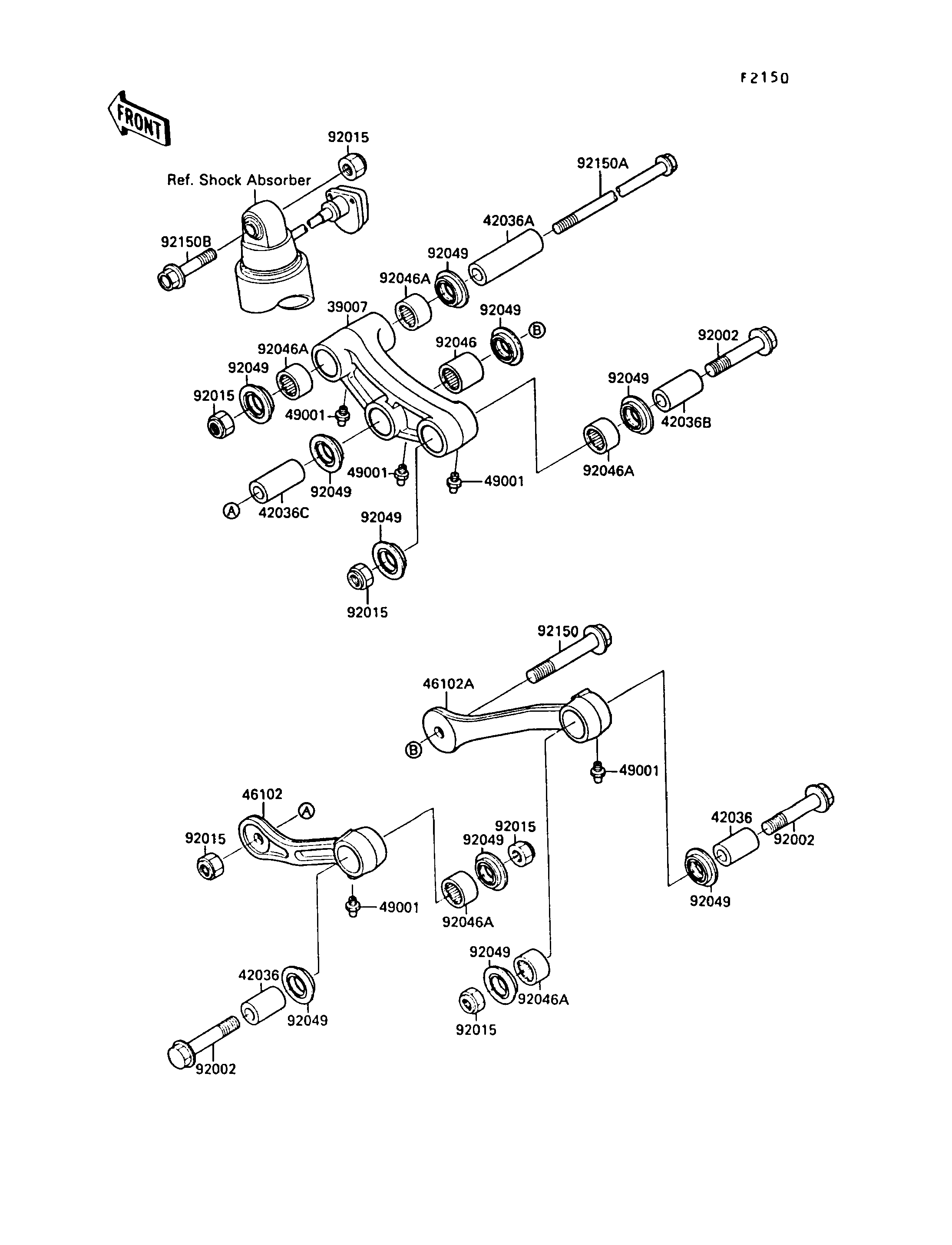 SUSPENSION POUR ZX 10 ZX1000 B1 NOIR 1988 EUROPE