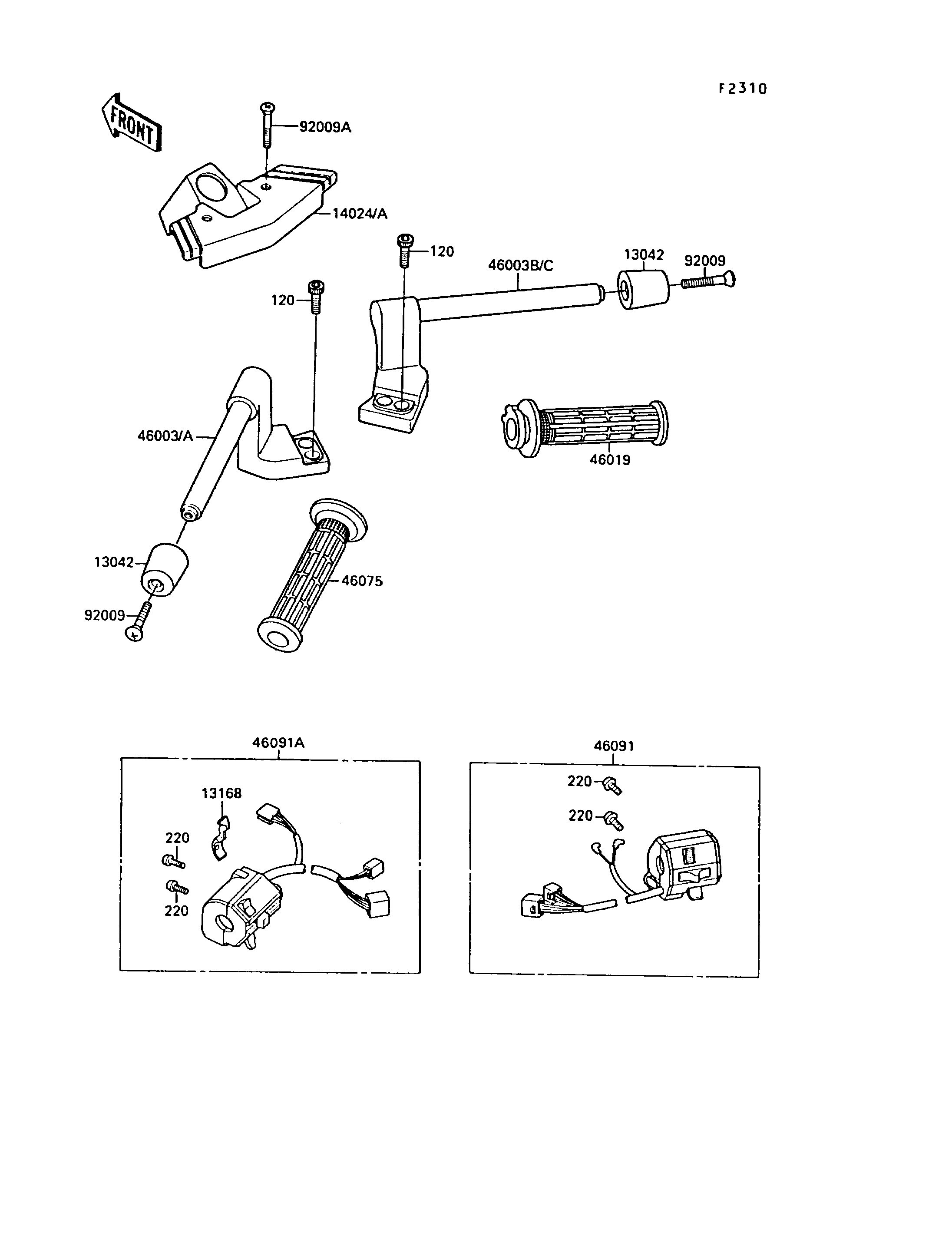GUIDON POUR ZX 10 ZX1000 B1 NOIR 1988 EUROPE