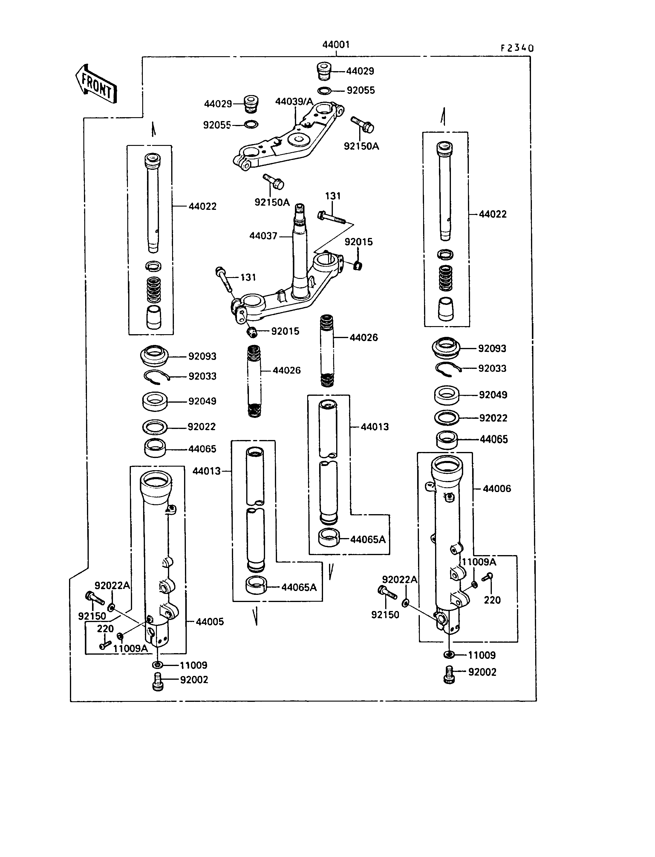 FOURCHE POUR ZX 10 ZX1000 B1 NOIR 1988 EUROPE