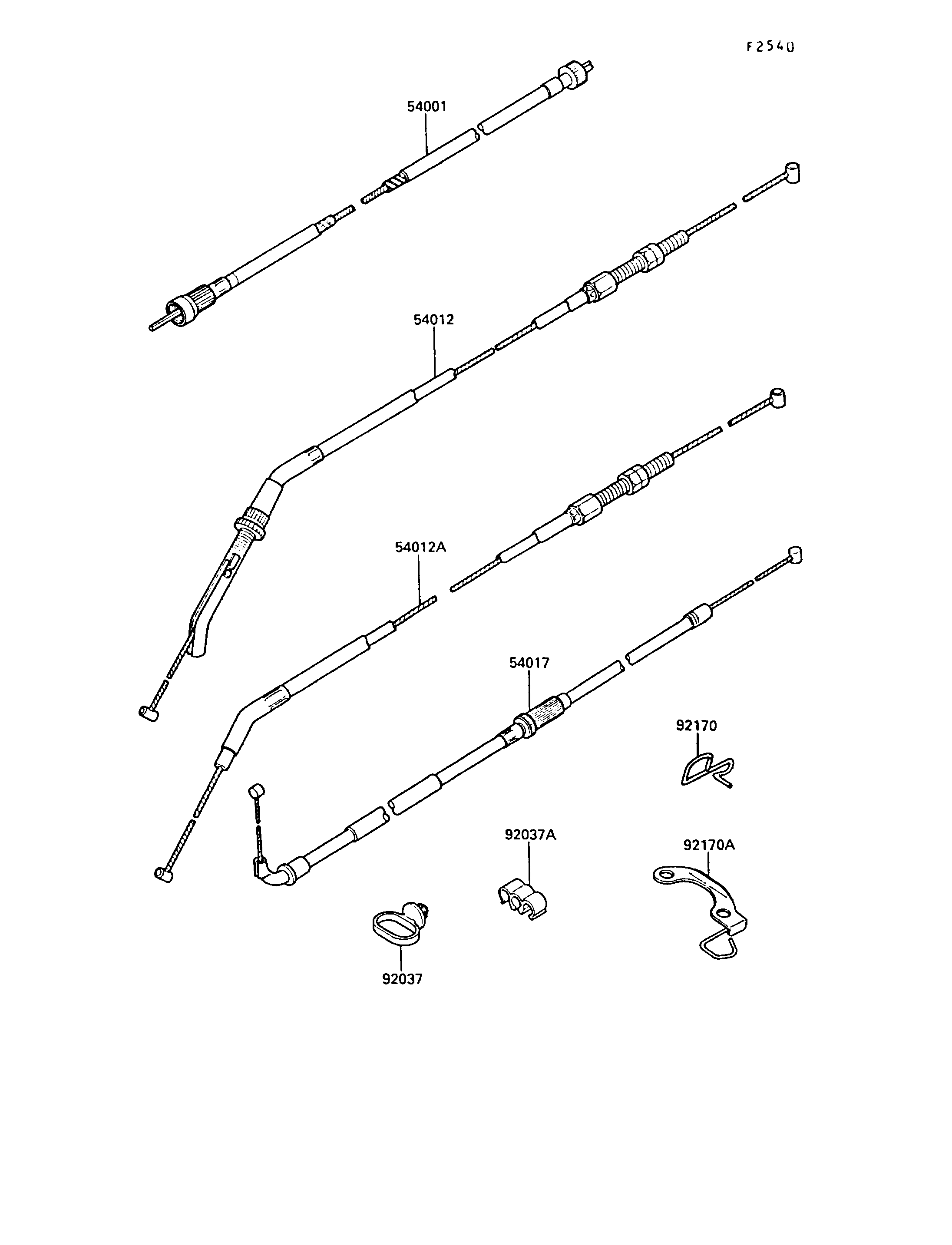 CABLES POUR ZX 10 ZX1000 B1 NOIR 1988 EUROPE