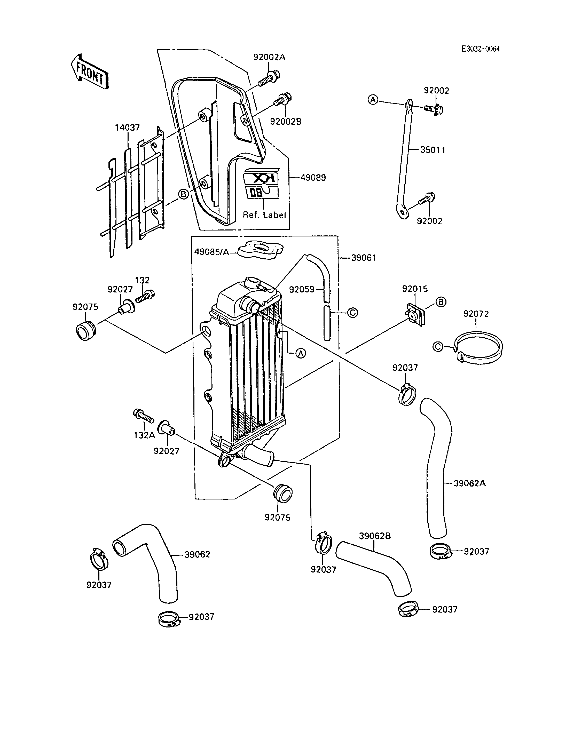 RADIATEUR POUR KX80 KX80 L2 VERT 1989