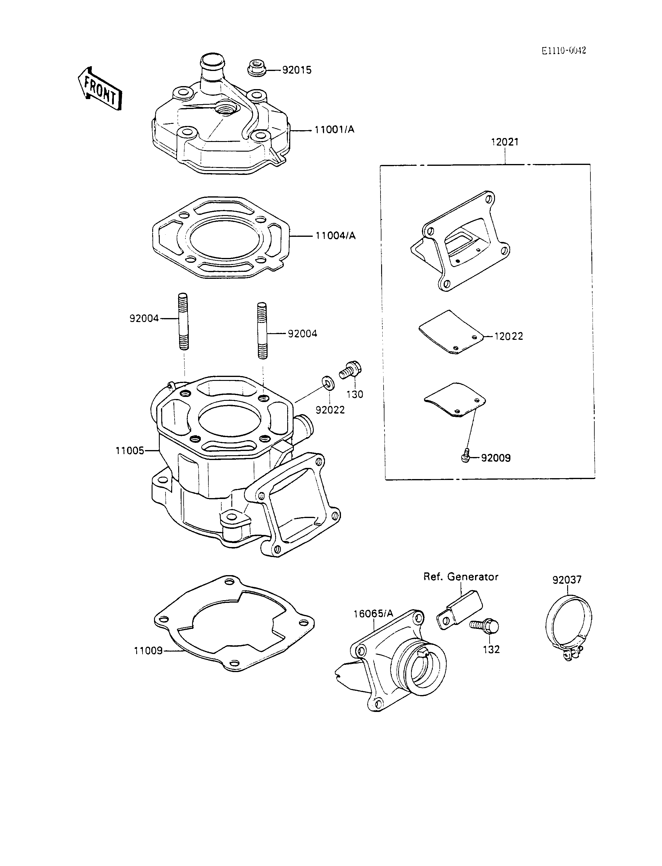 CULASSECYLINDRE POUR KX100 KX100 A1 VERT 1989