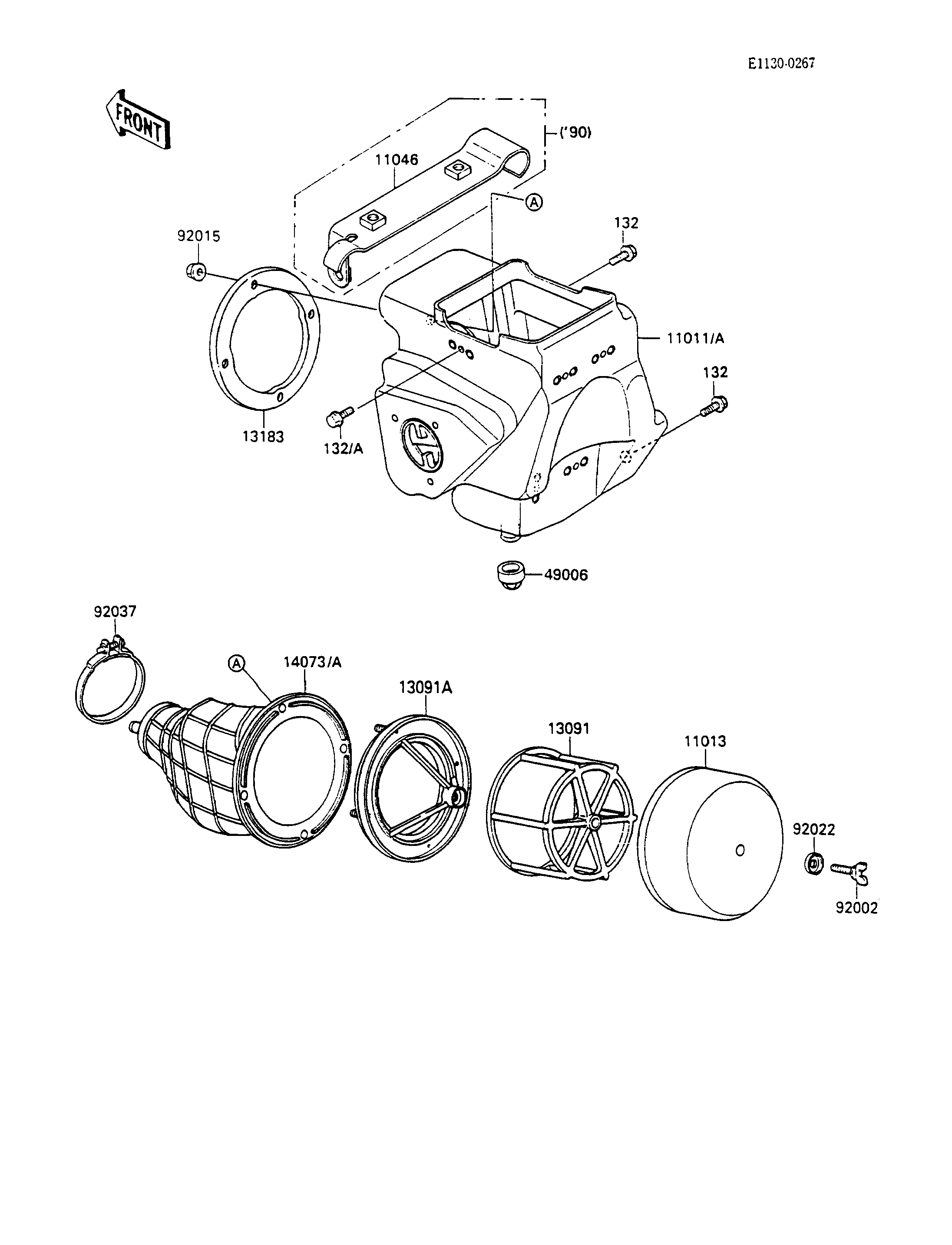 FILTRE A AIR POUR KX100 KX100 A1 VERT 1989