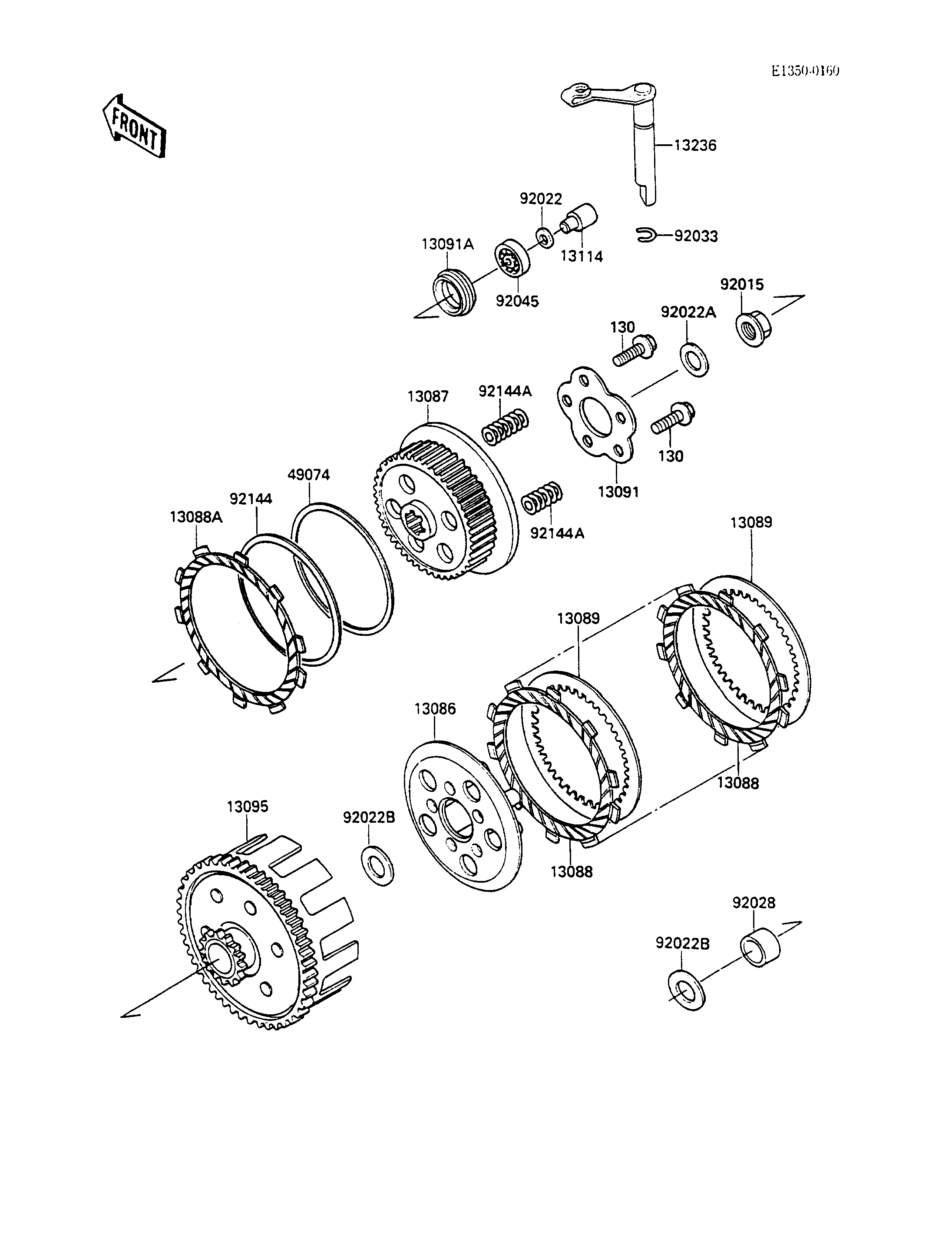 EMBRAYAGE POUR KX100 KX100 A1 VERT 1989