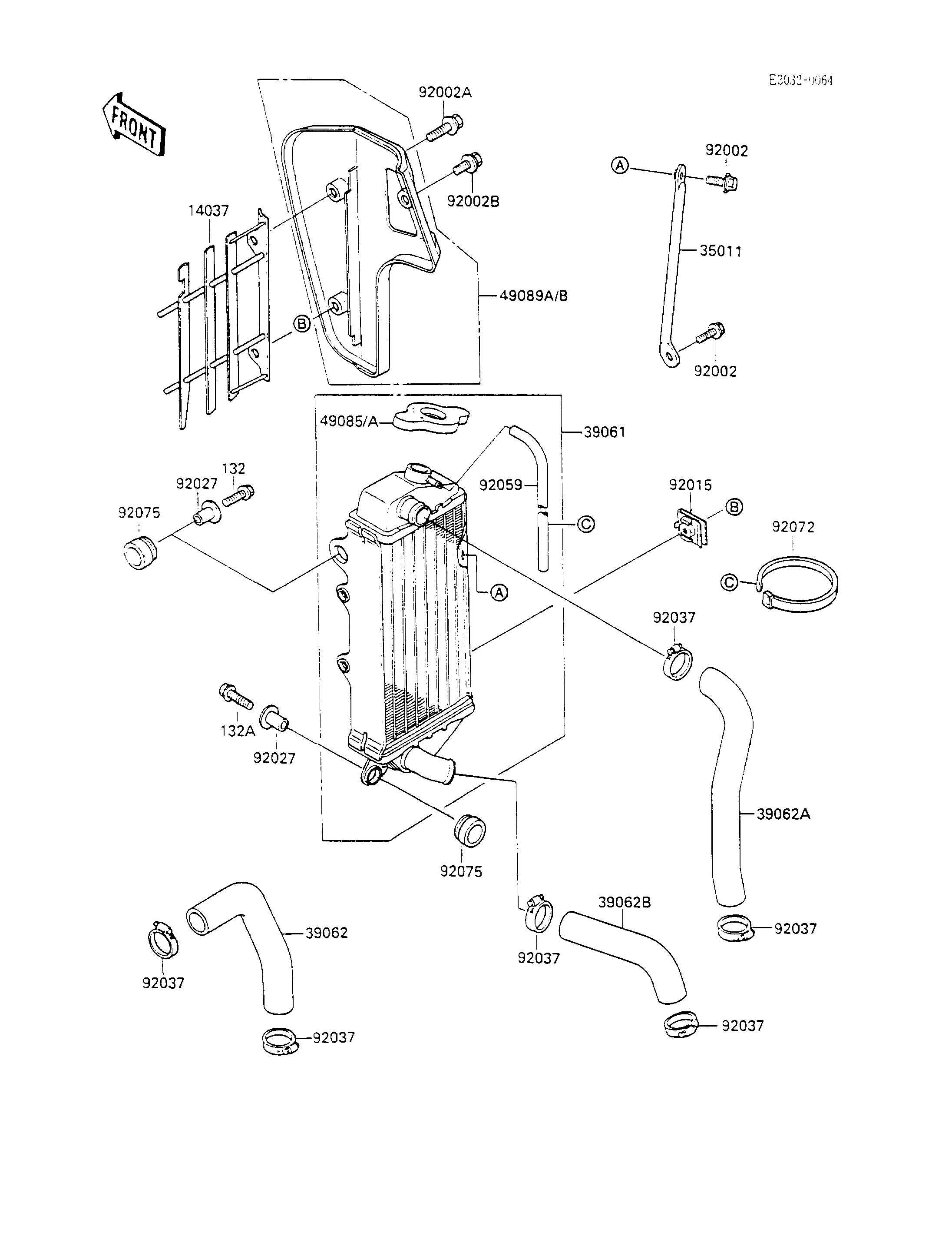 RADIATEUR POUR KX100 KX100 A1 VERT 1989