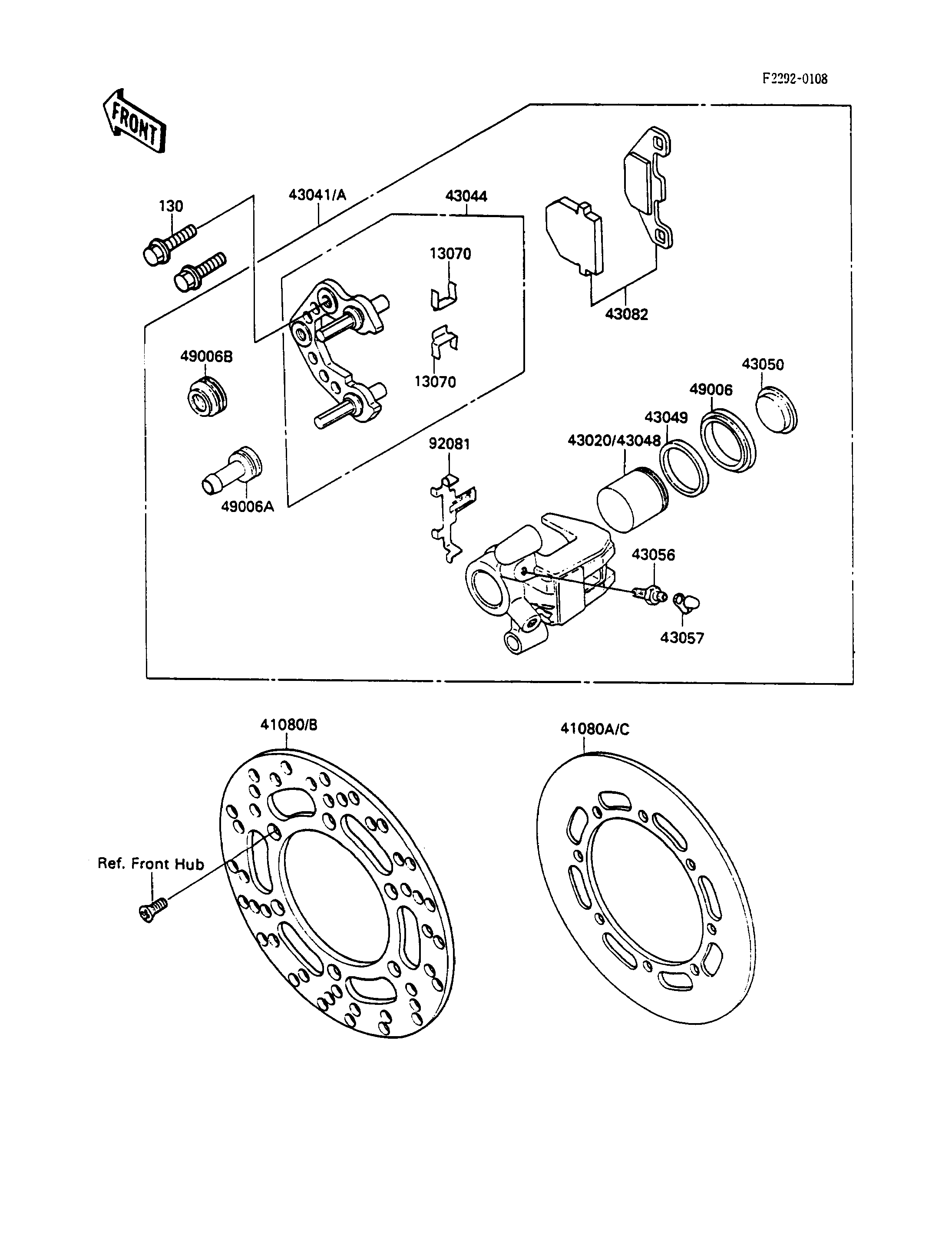 FREIN AVANT POUR KX100 KX100 A1 VERT 1989
