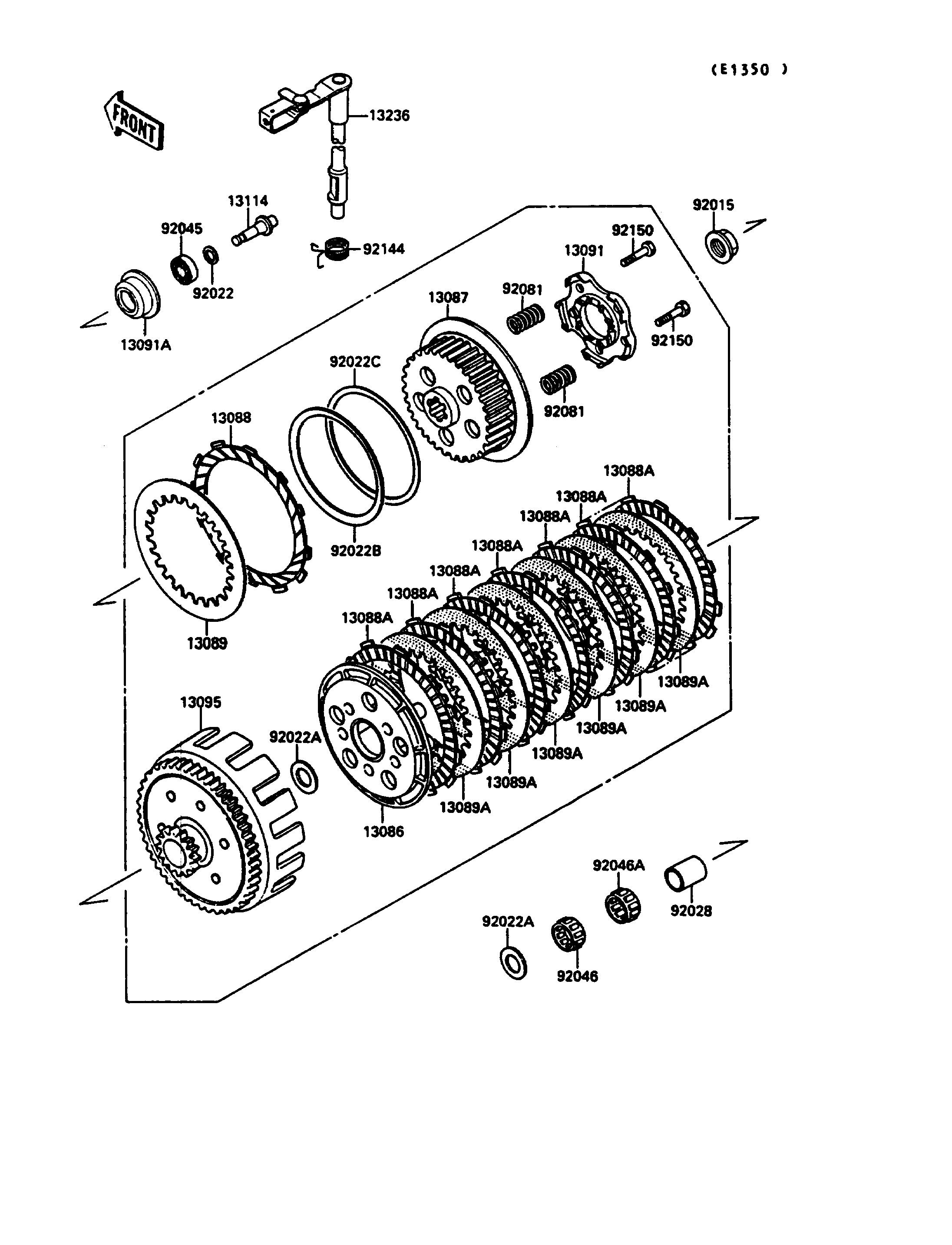 EMBRAYAGE POUR KX125 KX125 G1 VERT 1989