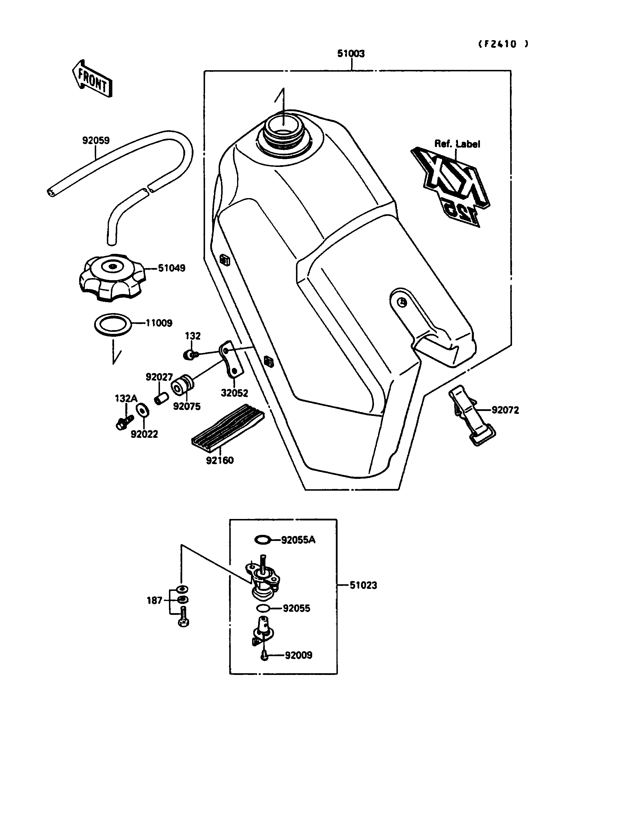 RESERVOIR CARBURANT POUR KX125 KX125 G1 VERT 1989