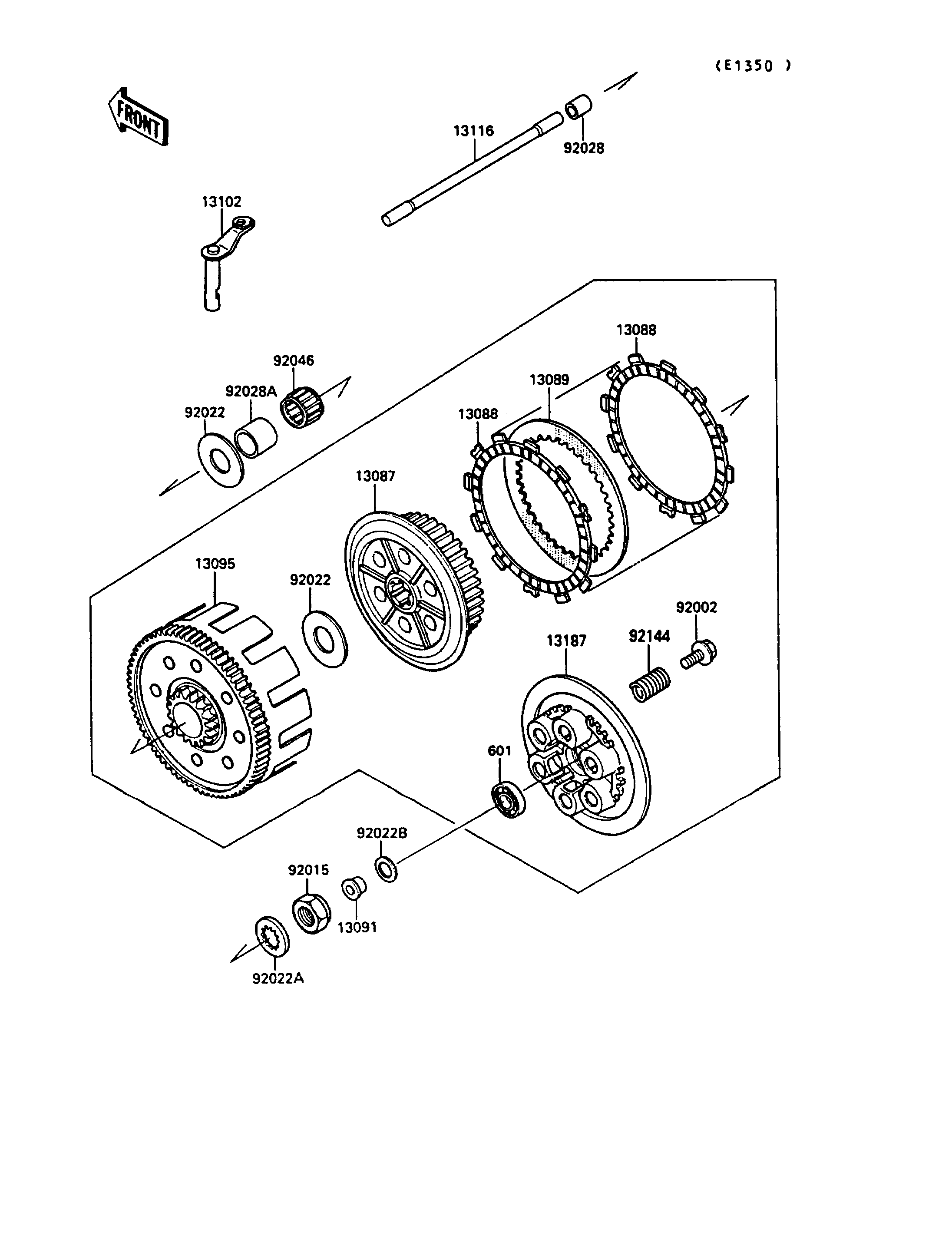 EMBRAYAGE POUR KX250 KX250 G1 VERT 1989