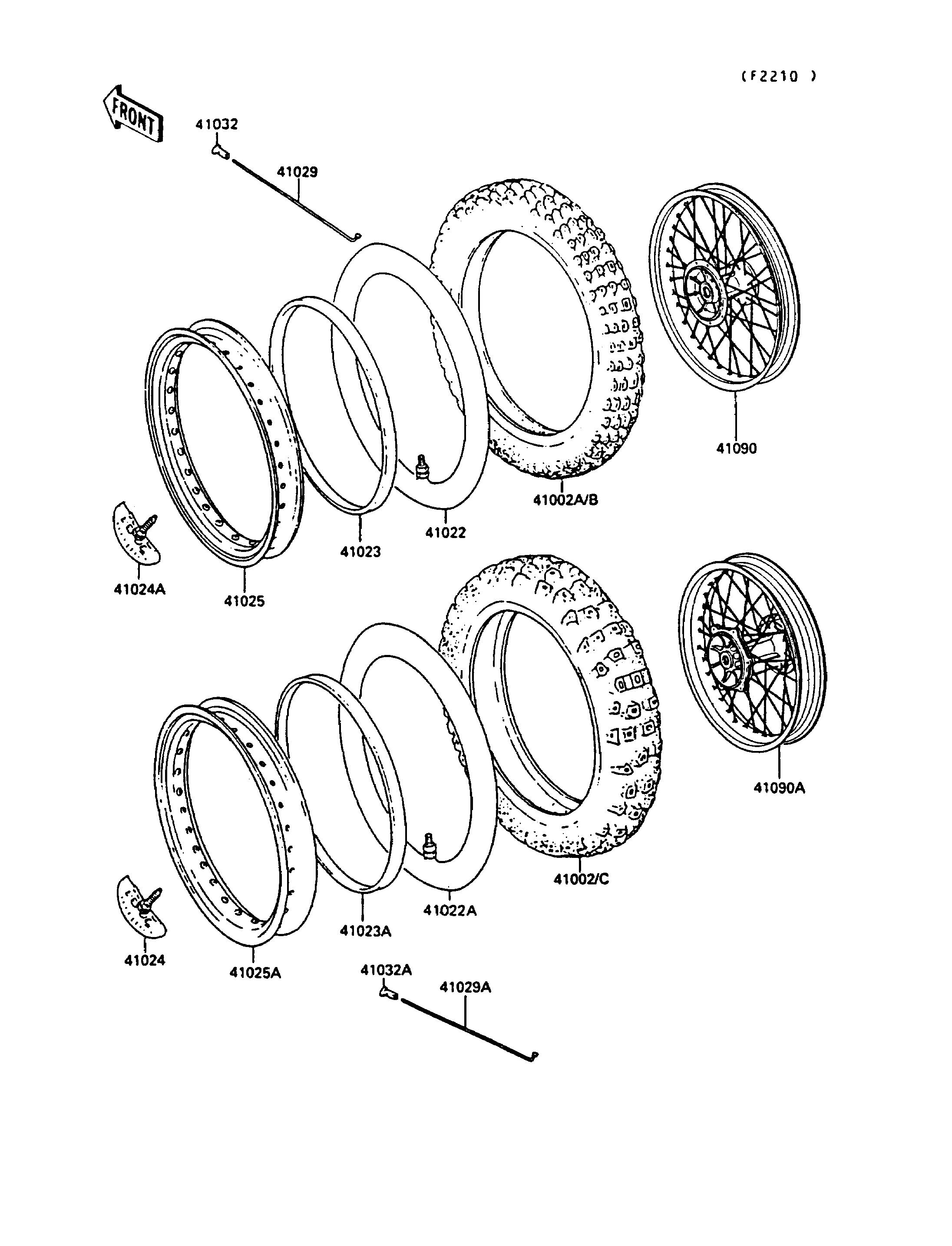 PNEUS POUR KX250 KX250 G1 VERT 1989