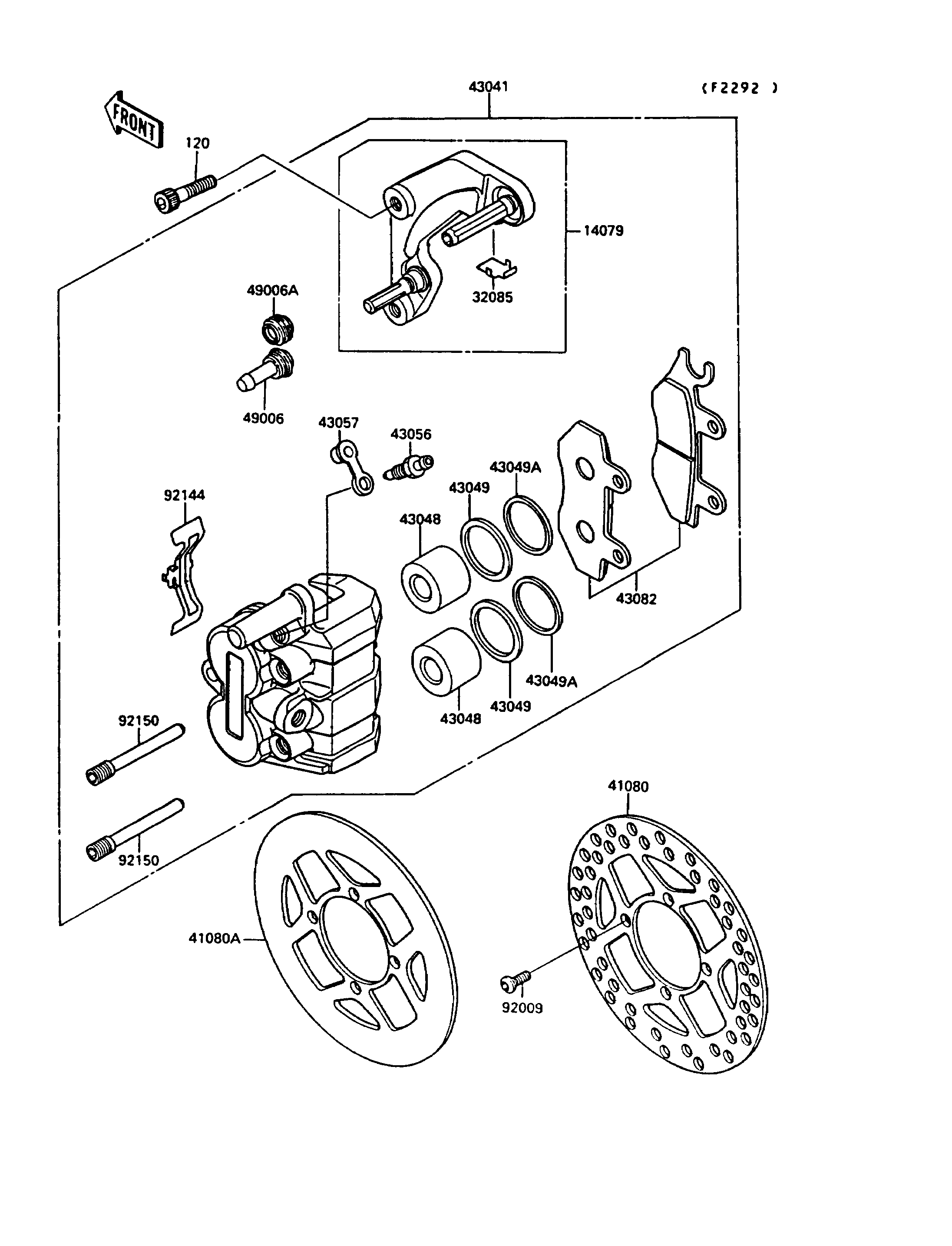 FREIN AVANT POUR KX250 KX250 G1 VERT 1989