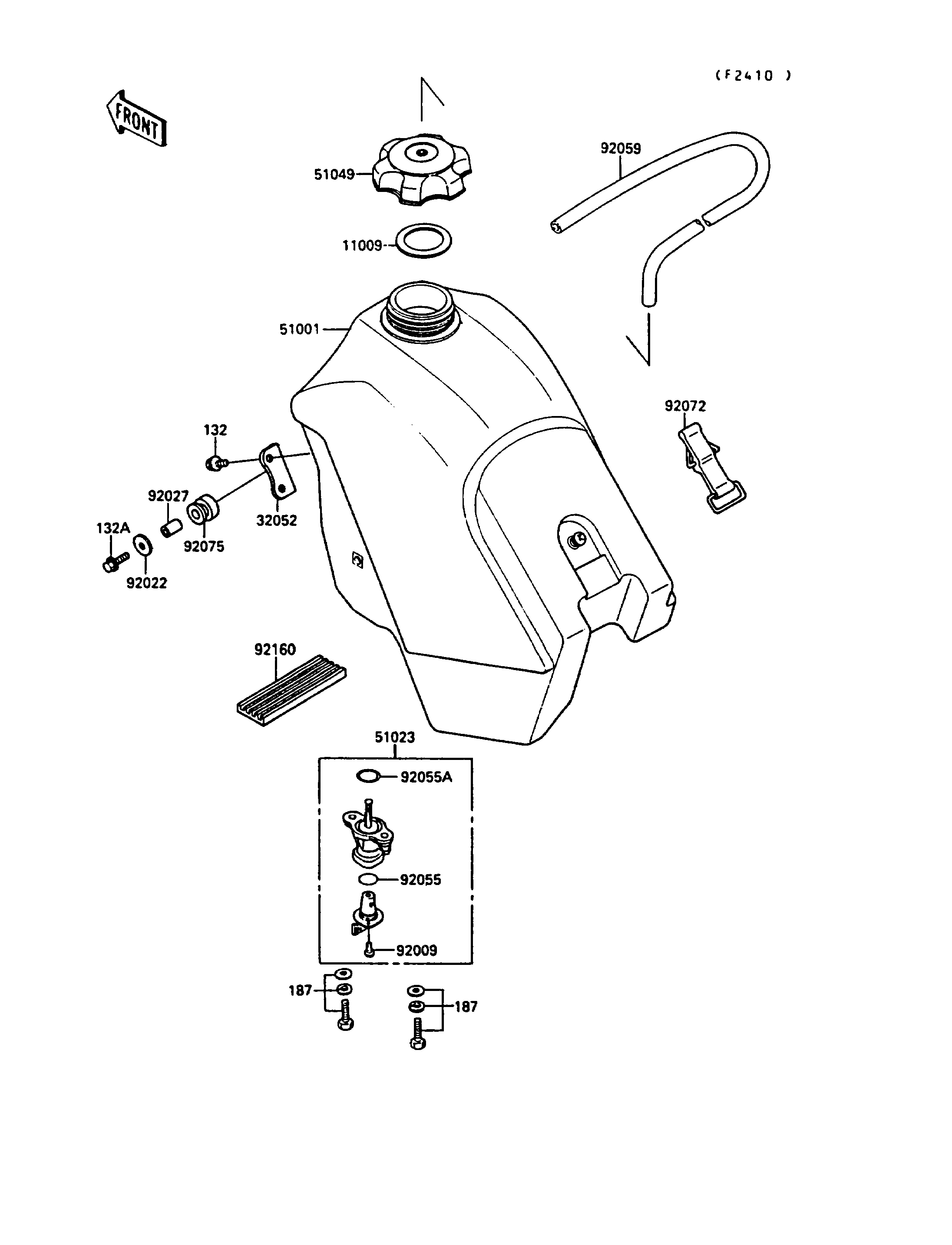 RESERVOIR CARBURANT POUR KX250 KX250 G1 VERT 1989