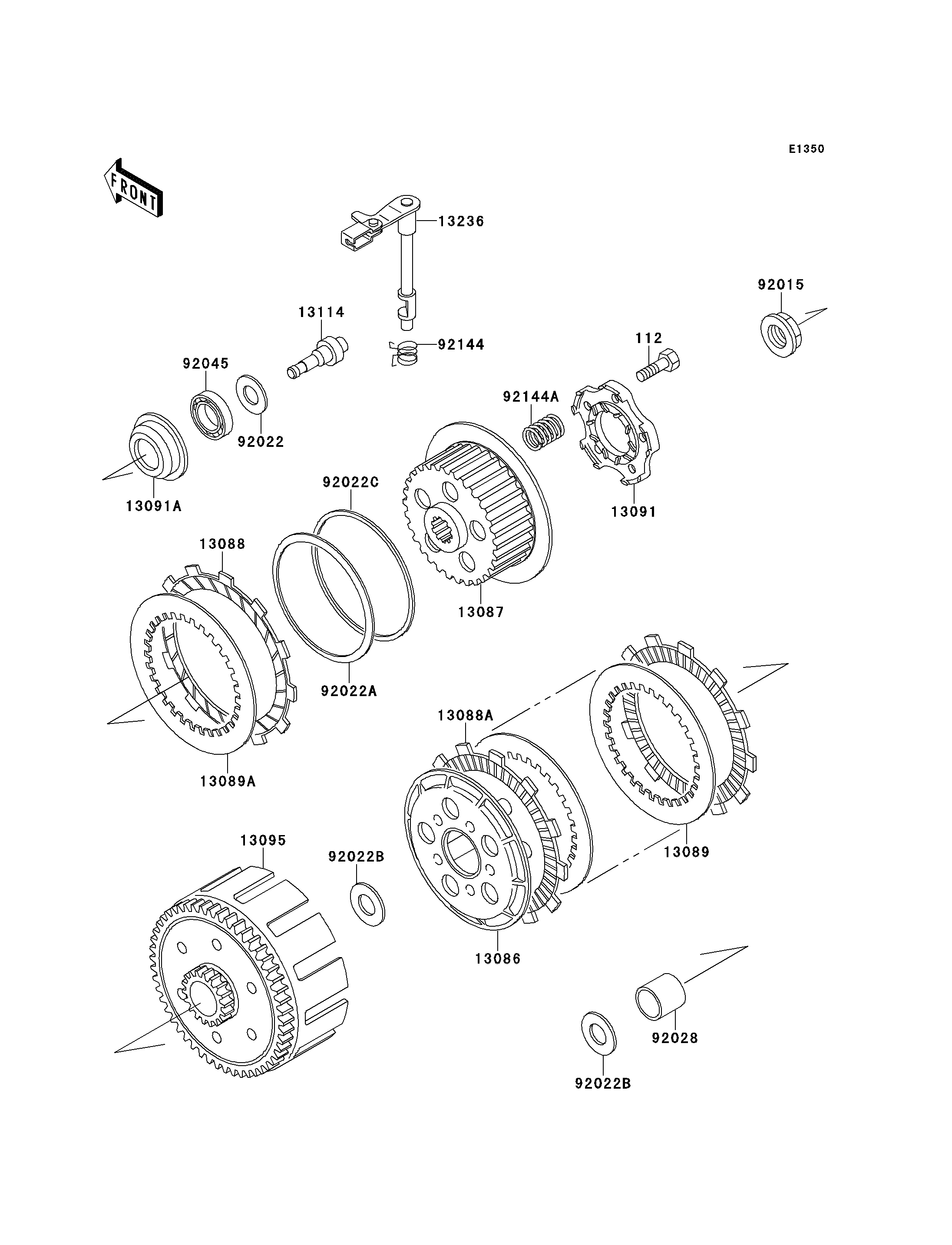 EMBRAYAGE POUR KDX200 KDX200 E1 VERT 1989