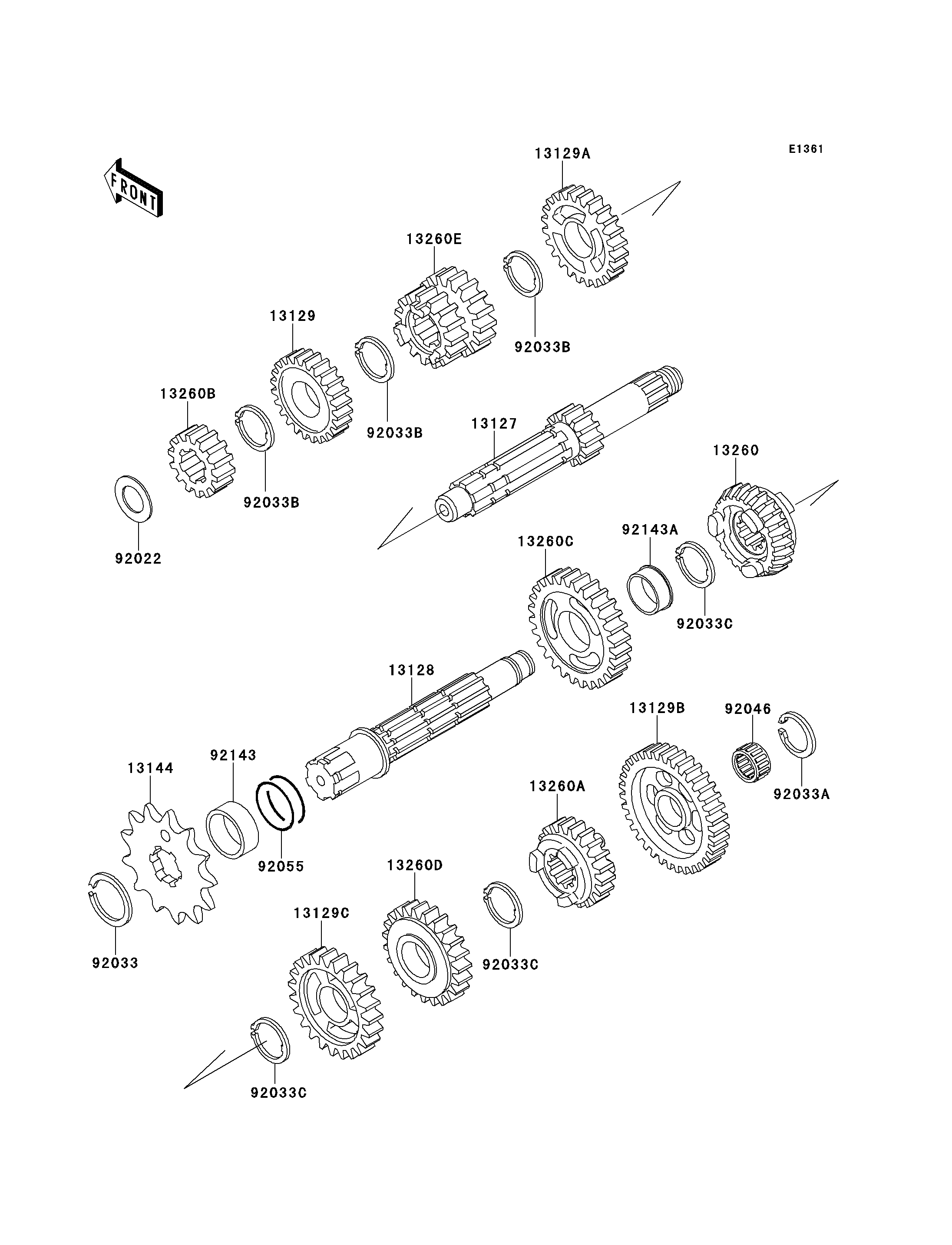 TRANSMISSION POUR KDX200 KDX200 E1 VERT 1989