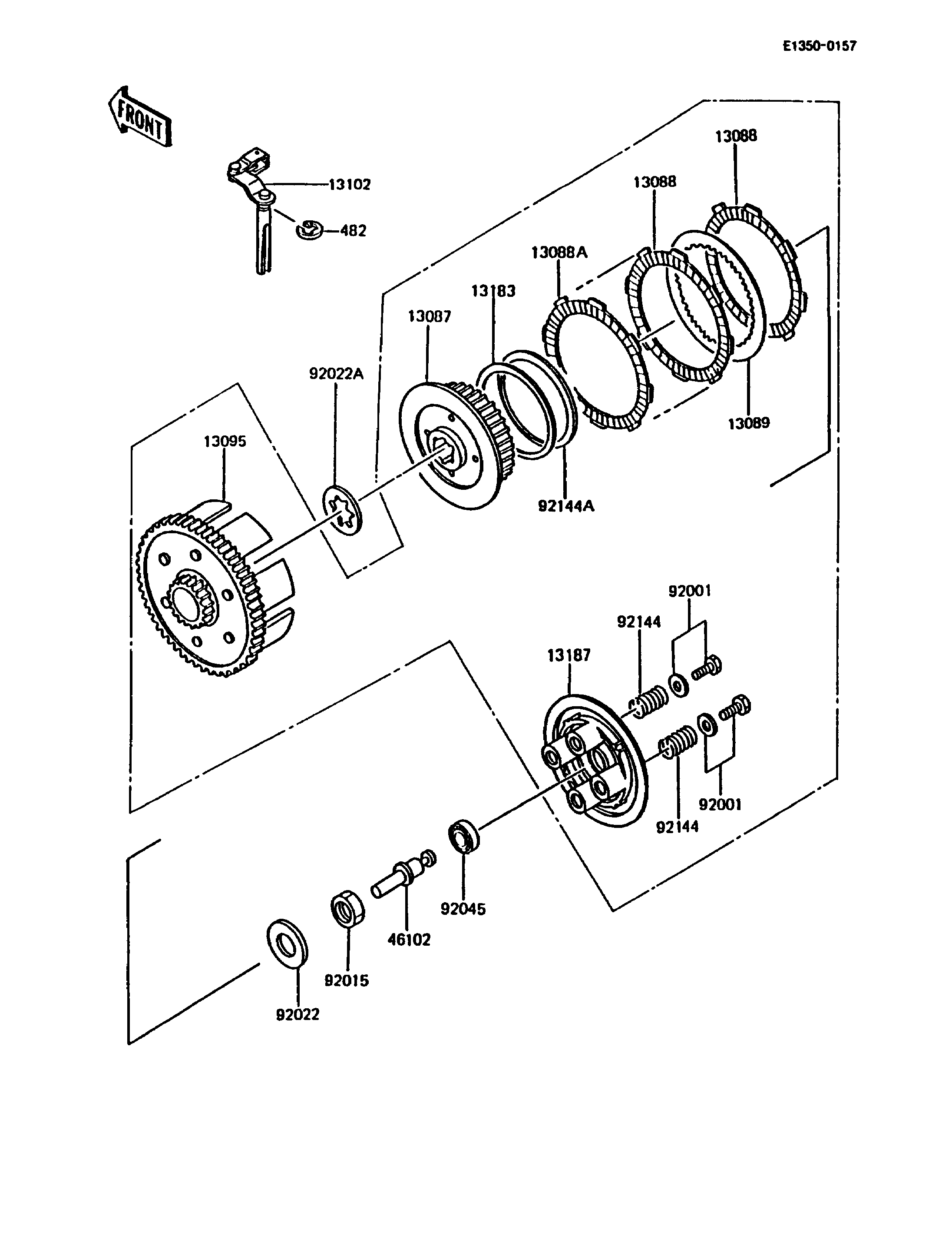 EMBRAYAGE POUR KMX200 KMX200 A3A NOIR 1989 EUROPE