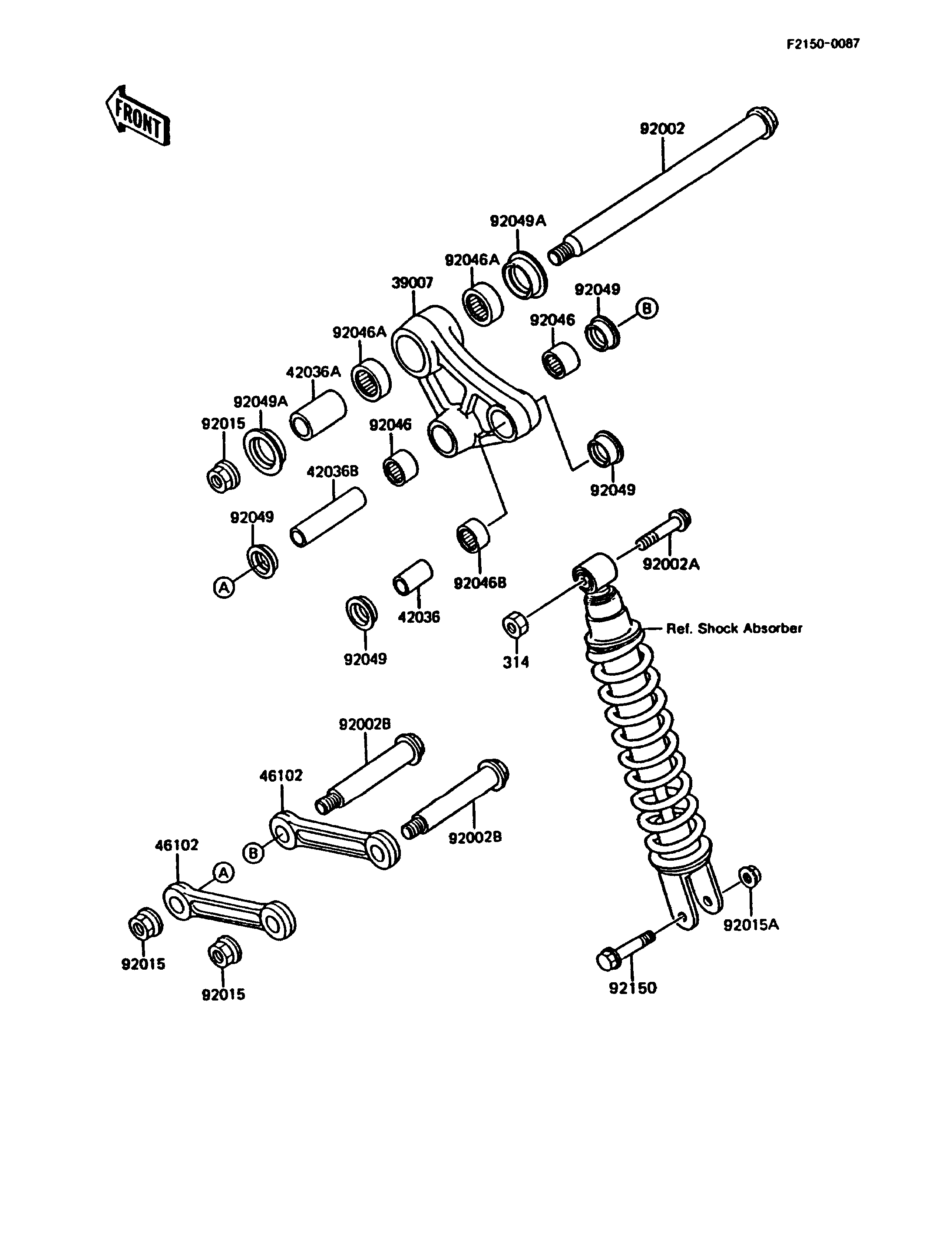 SUSPENSION POUR KMX200 KMX200 A3 NOIR 1989 EUROPE