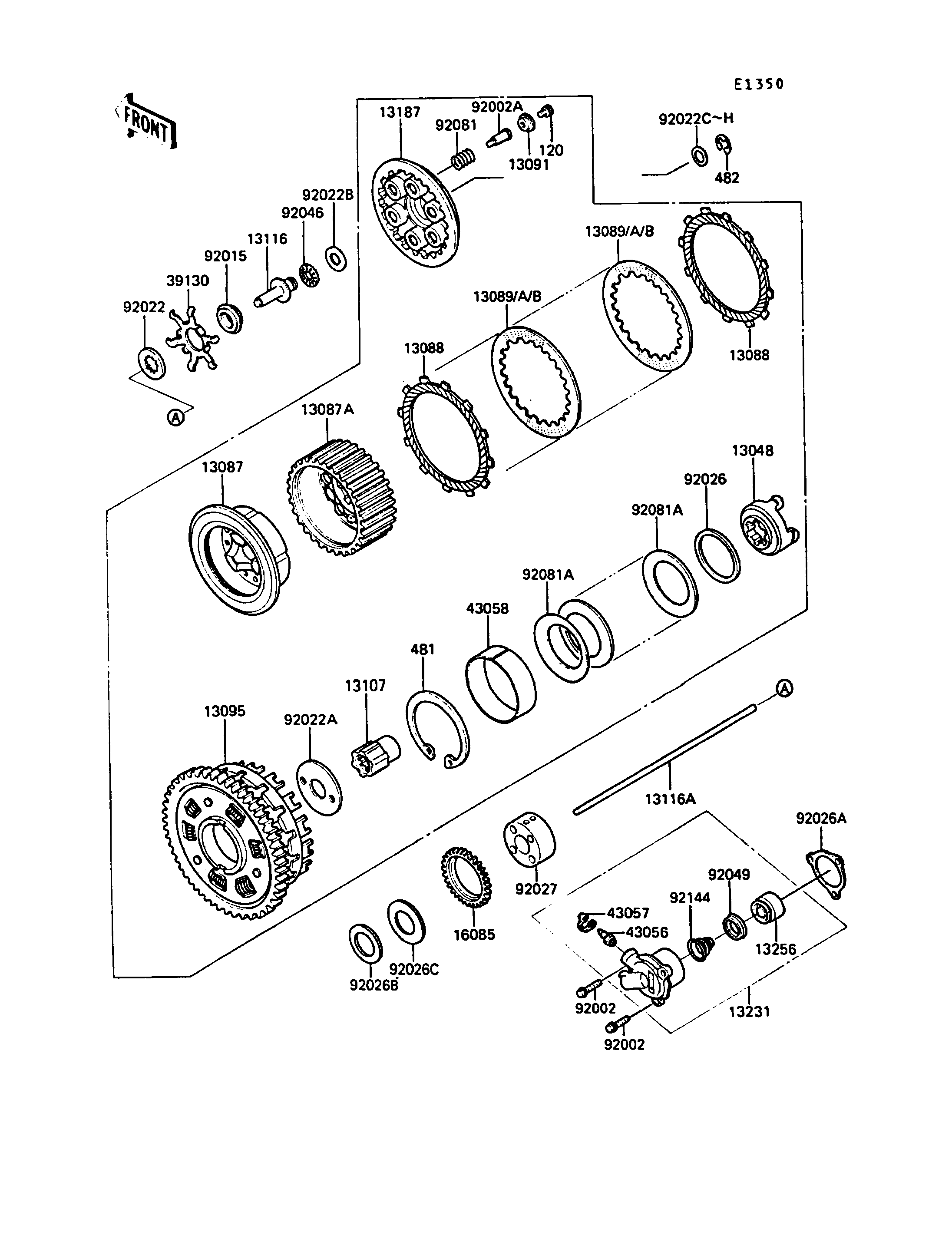 EMBRAYAGE POUR 1000GTR ZG1000 A4 BLANC 1989 EUROPE