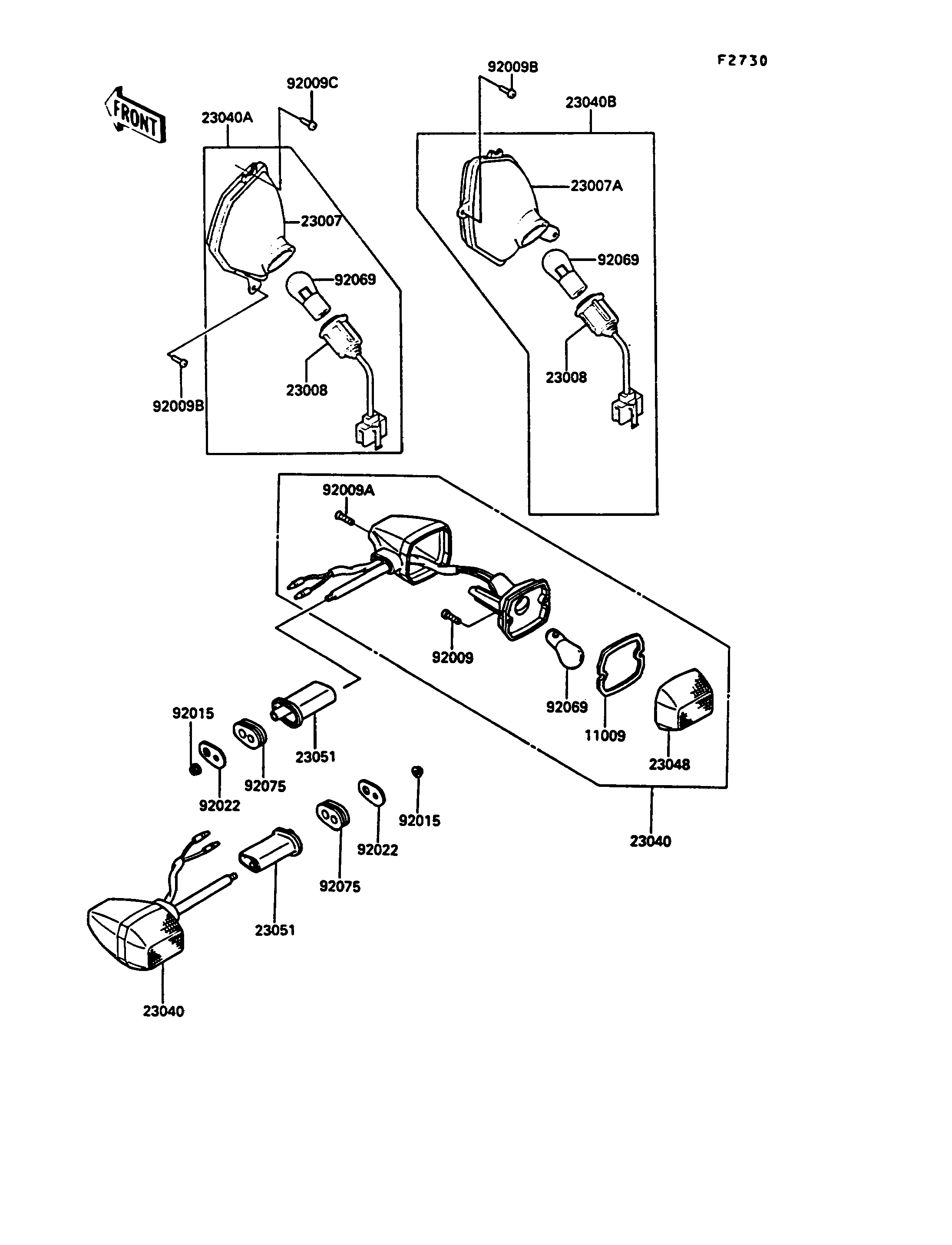 CLIGNOTANTS POUR 1000GTR ZG1000 A4 BLANC 1989 EUROPE