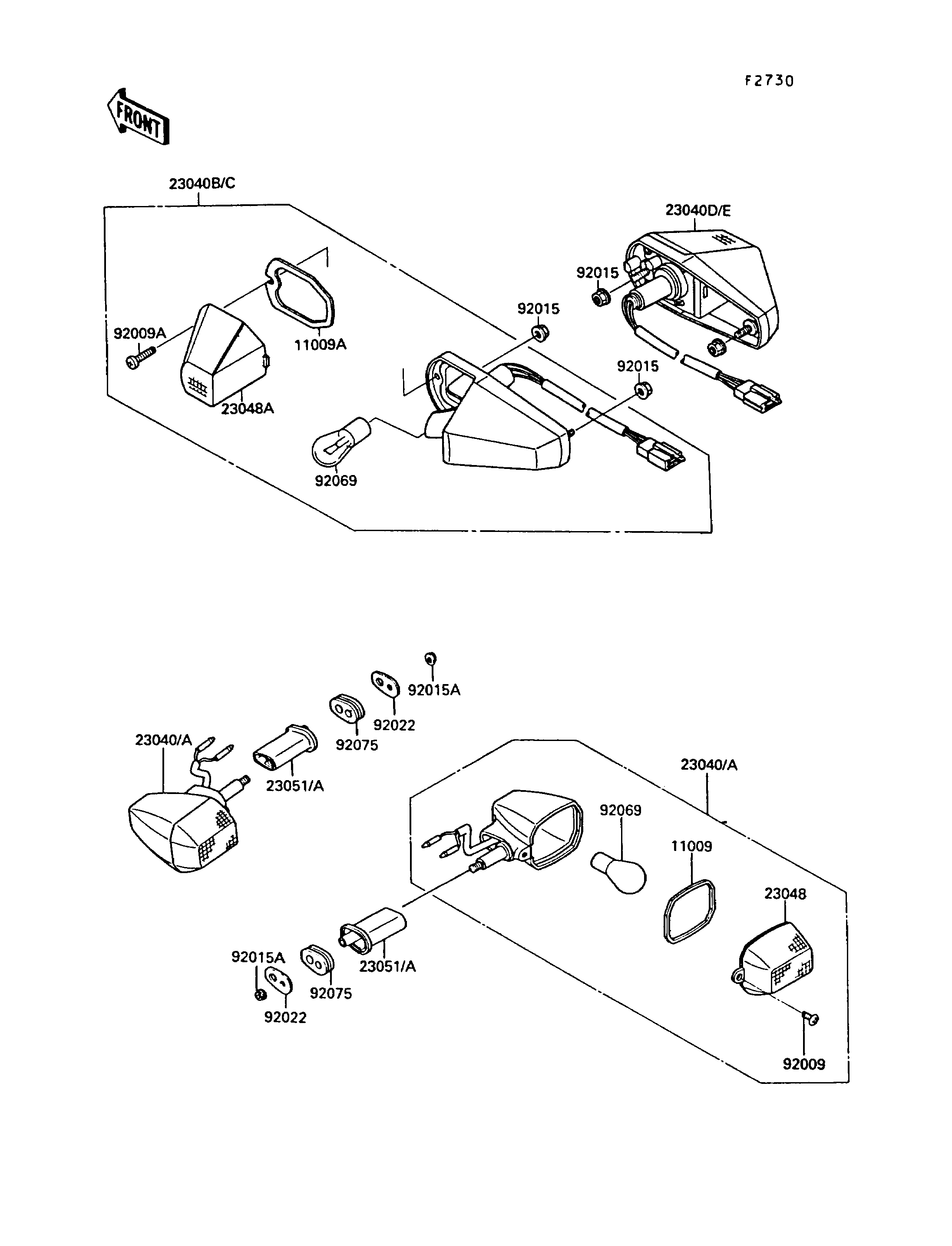 CLIGNOTANTS POUR KR 1 KR250 B2 ROUGE 1989 EUROPE