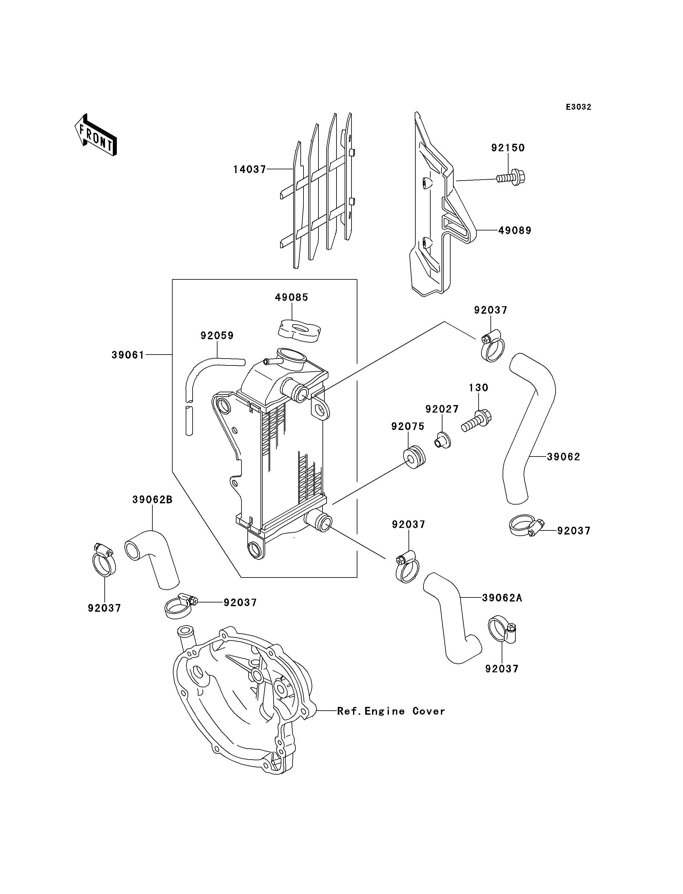 RADIATEUR POUR KX60 KX60 B6 VERT 1990