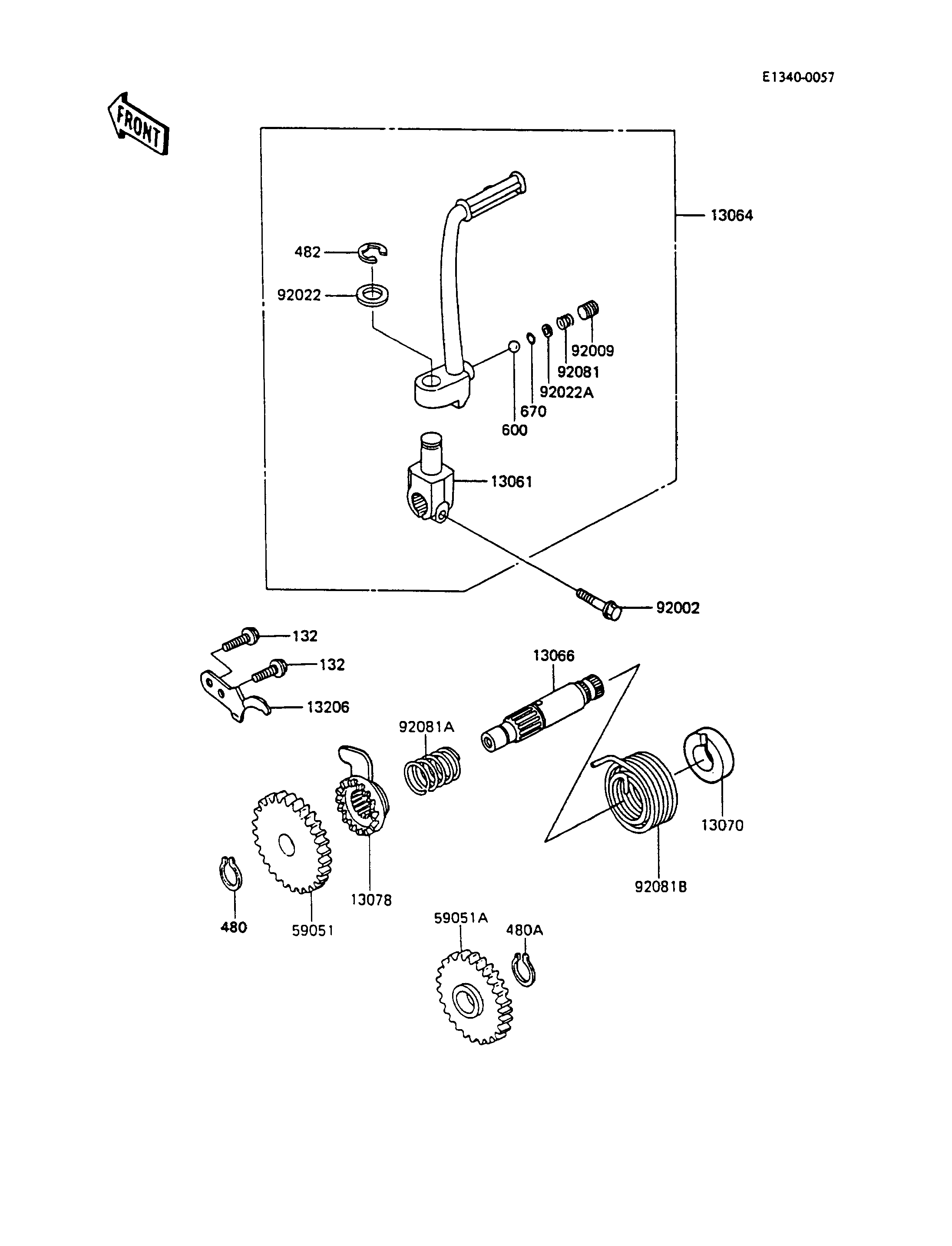 MECANISME DE KICK POUR KX80 KX80 L3 VERT 1990