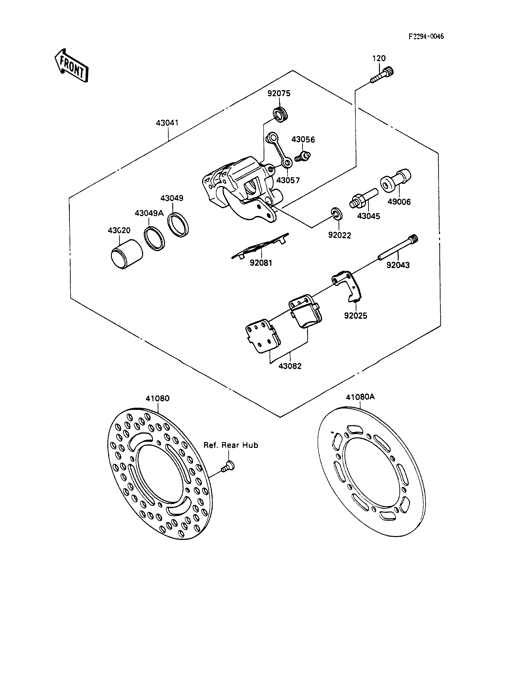 FREIN ARRIERE POUR KX80 KX80 L3 VERT 1990