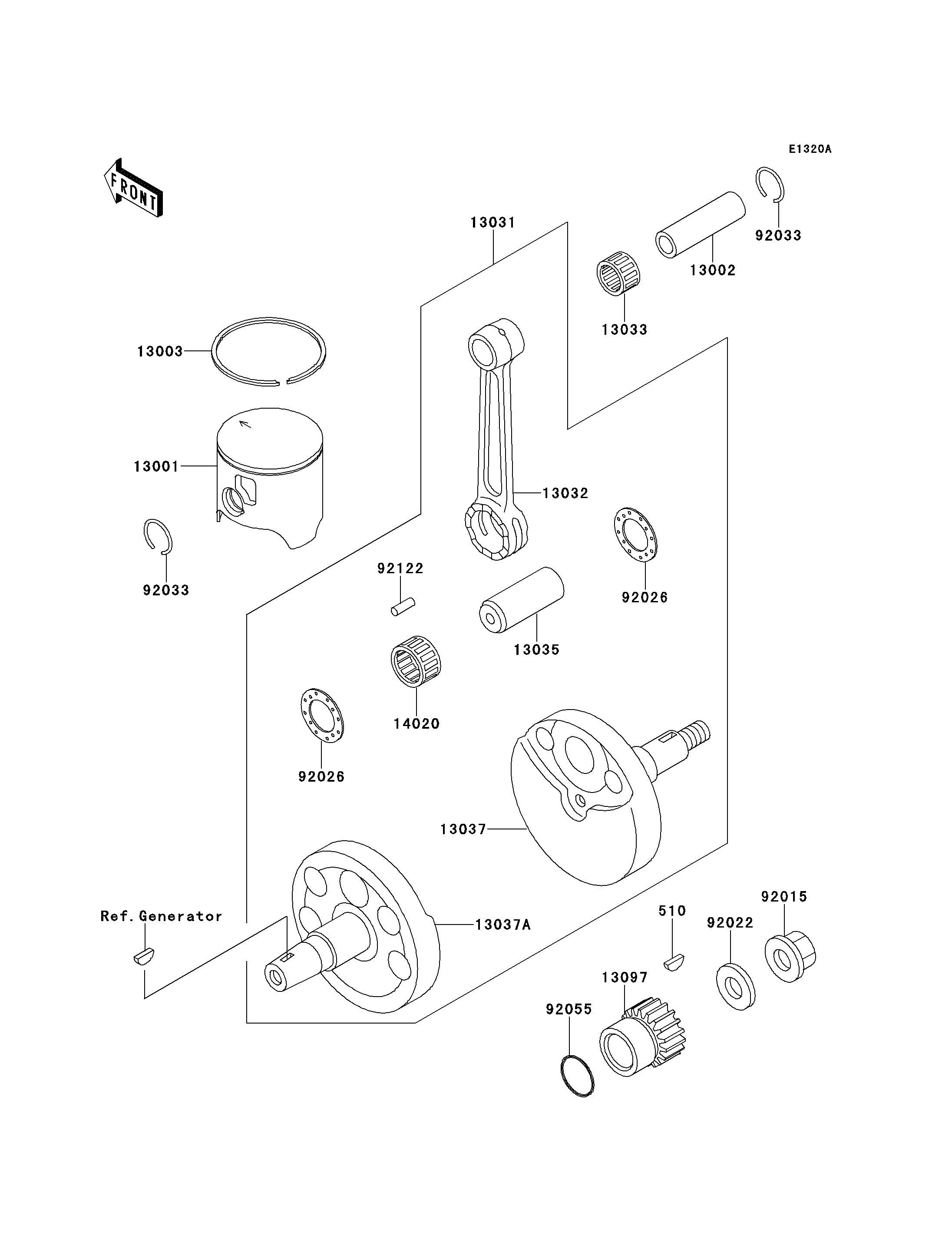 VILEBREQUINPISTON POUR KX125 KX125 H2 VERT 1991