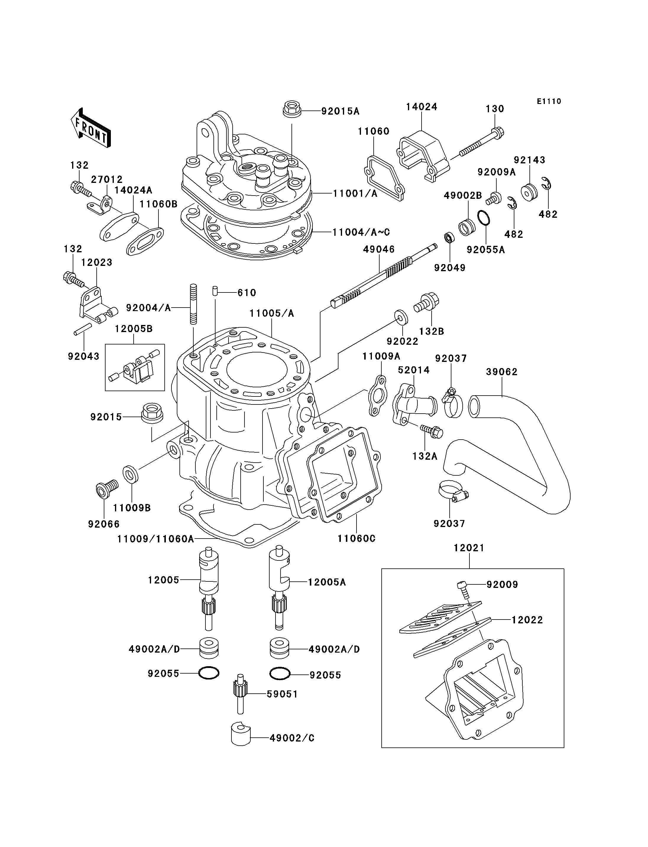 CULASSECYLINDRE POUR KX250 KX250 H1 VERT 1990