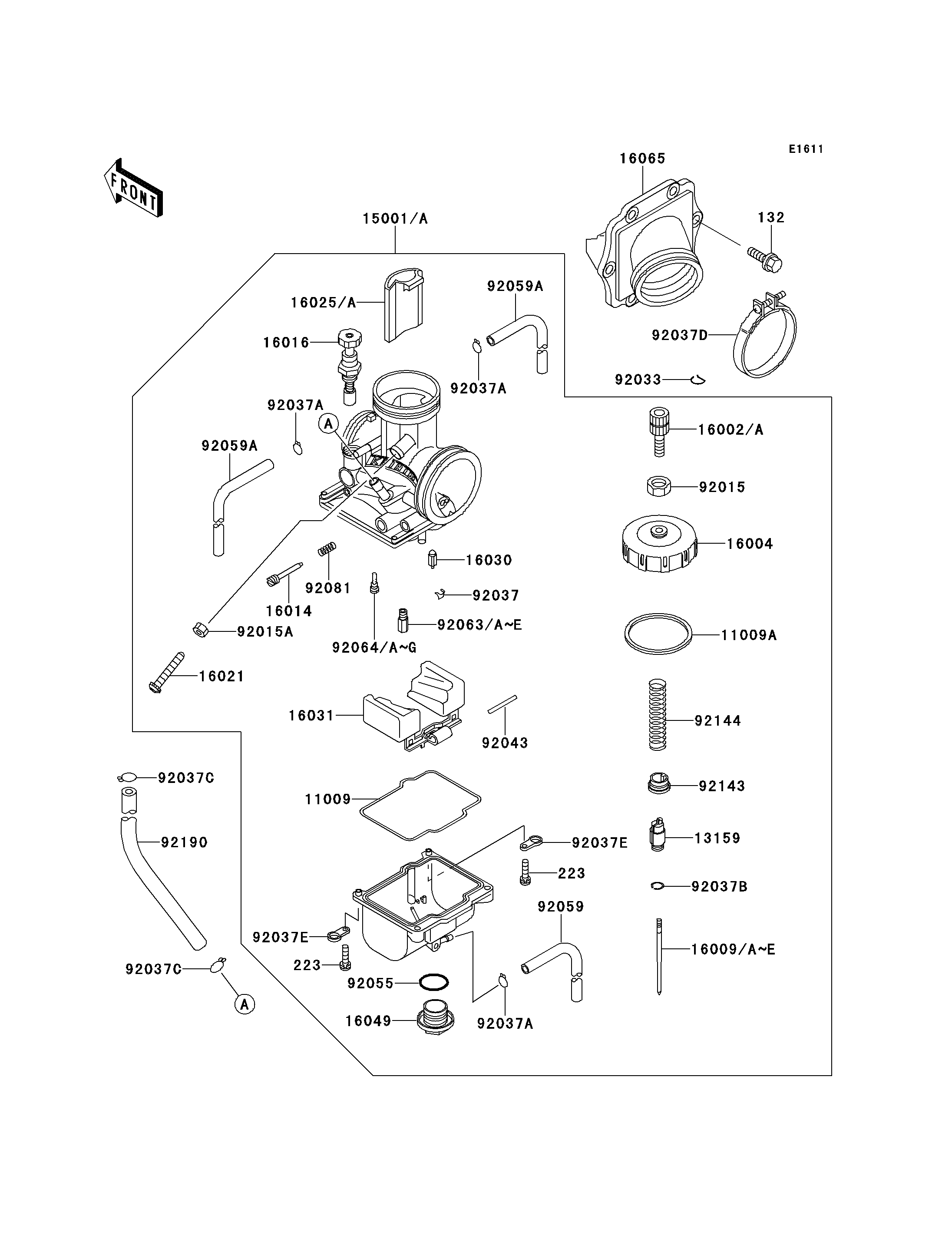CARBURATEUR POUR KX250 KX250 H1 VERT 1990
