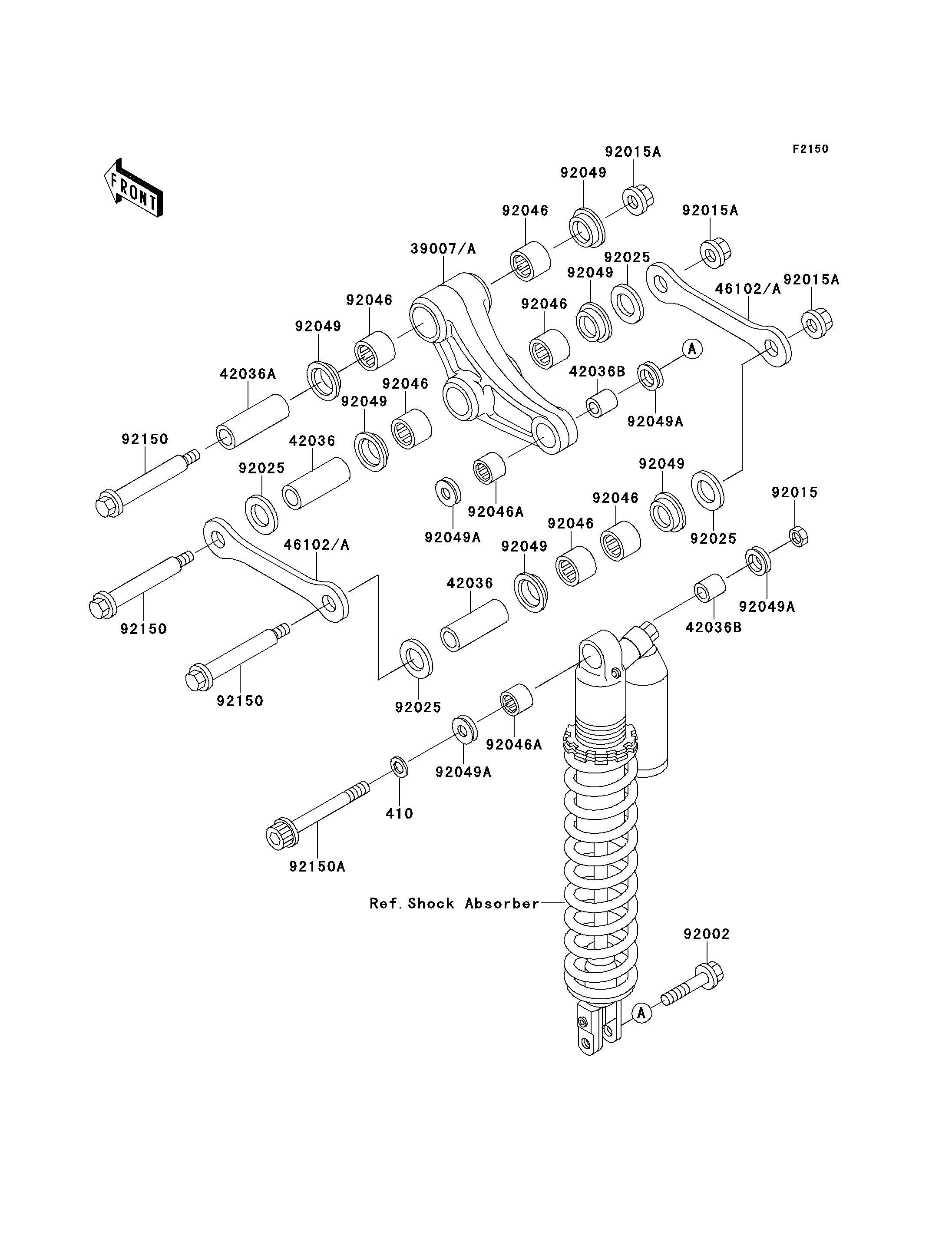 SUSPENSION POUR KX125 KX125 H1 VERT 1990 EUROPE