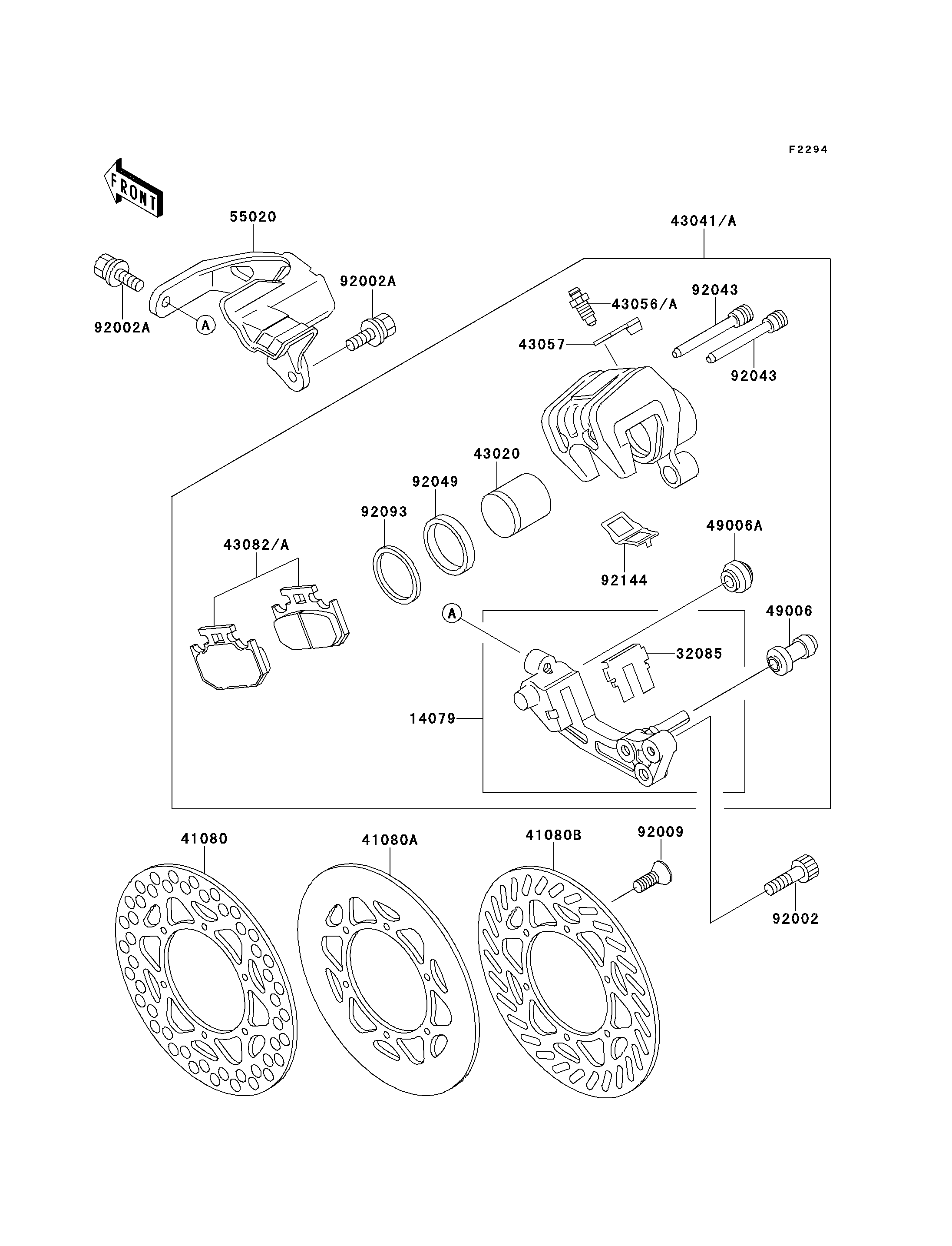 ETRIER ARRIERE POUR KX125 KX125 H1 VERT 1990 EUROPE