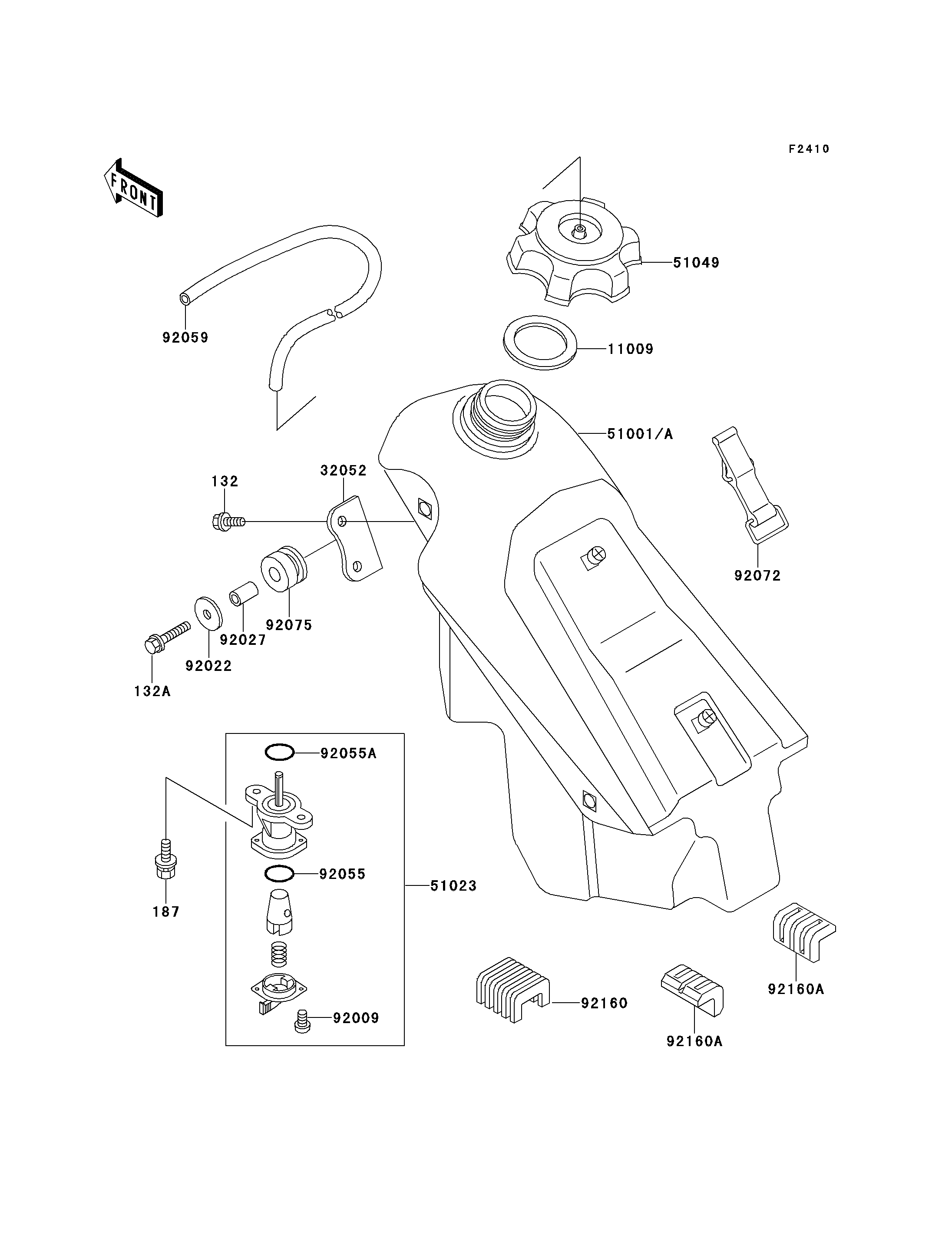 RESERVOIR CARBURANT POUR KX125 KX125 H1 VERT 1990 EUROPE
