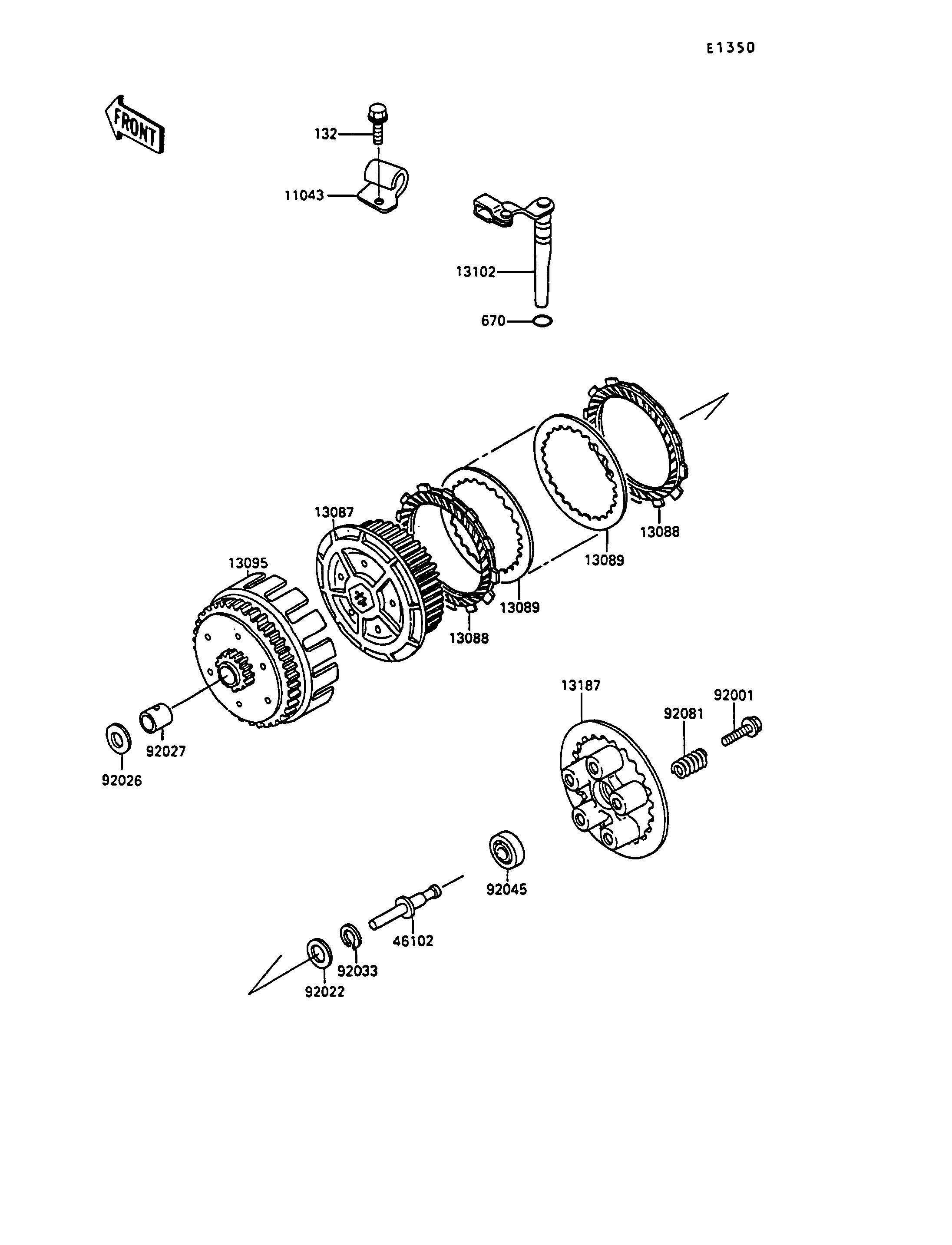EMBRAYAGE POUR KLR250 KL250 D11 NOIR 1994 EUROPE